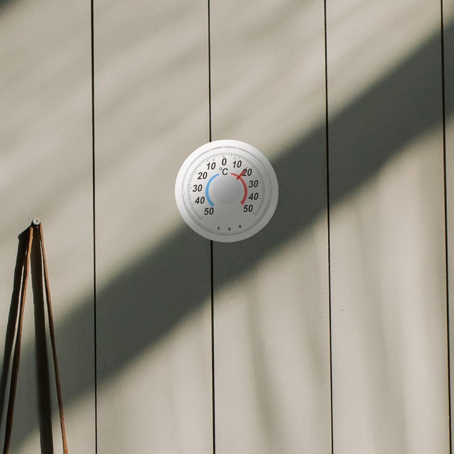 TEHAUX 3Pcs Wooden Wall Thermometers Indoor Hanging Temperature Gauges Dual Scale Fahrenheit Celsius for Home School Shop with Design Silver