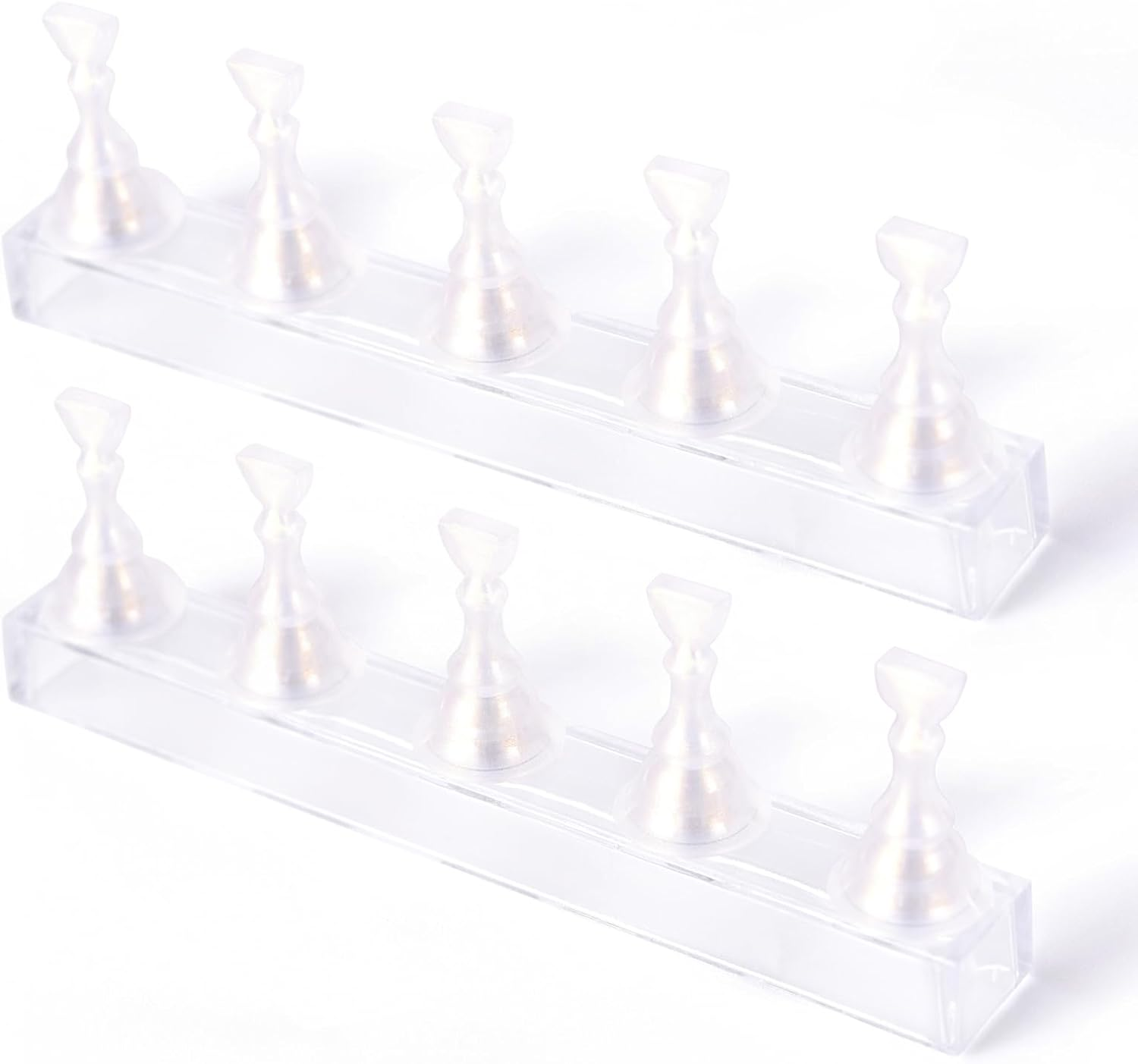 KADS 2 Sets Nail Display Stand Nail Practice Holder Magnetic Fake Nail Tips Holder for Press on Painting Nail Art Stand Manicure Design Tool for Salon and Home Use, White