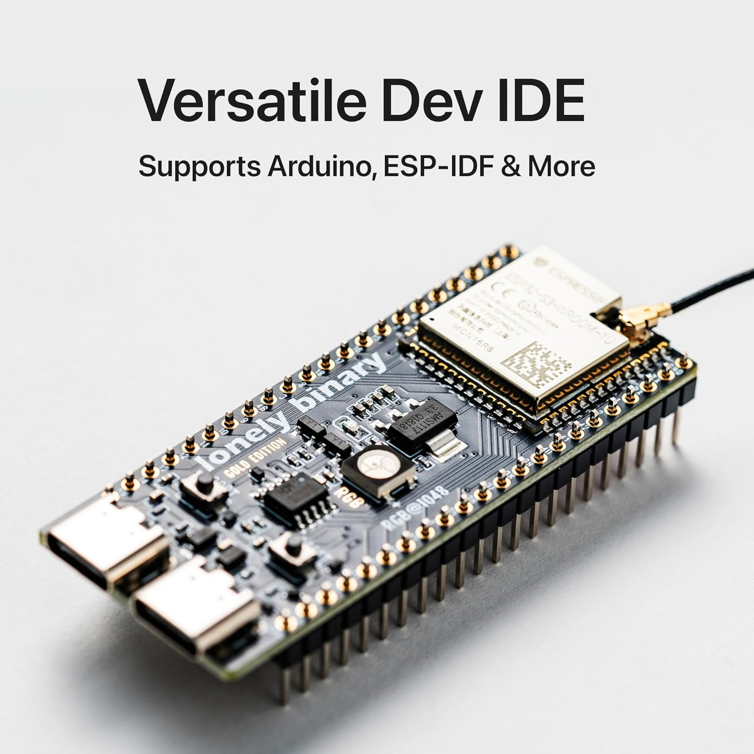 ESP32-S3 Gold Edition Dev Board: 16MB Flash, 8MB PSRAM, IPEX Antenna, Dual Type-C, Lead-Free &ndash; Compatible with Arduino, Micropython & ESP-IDF N16R8 (16MB +Antenna) image number 1