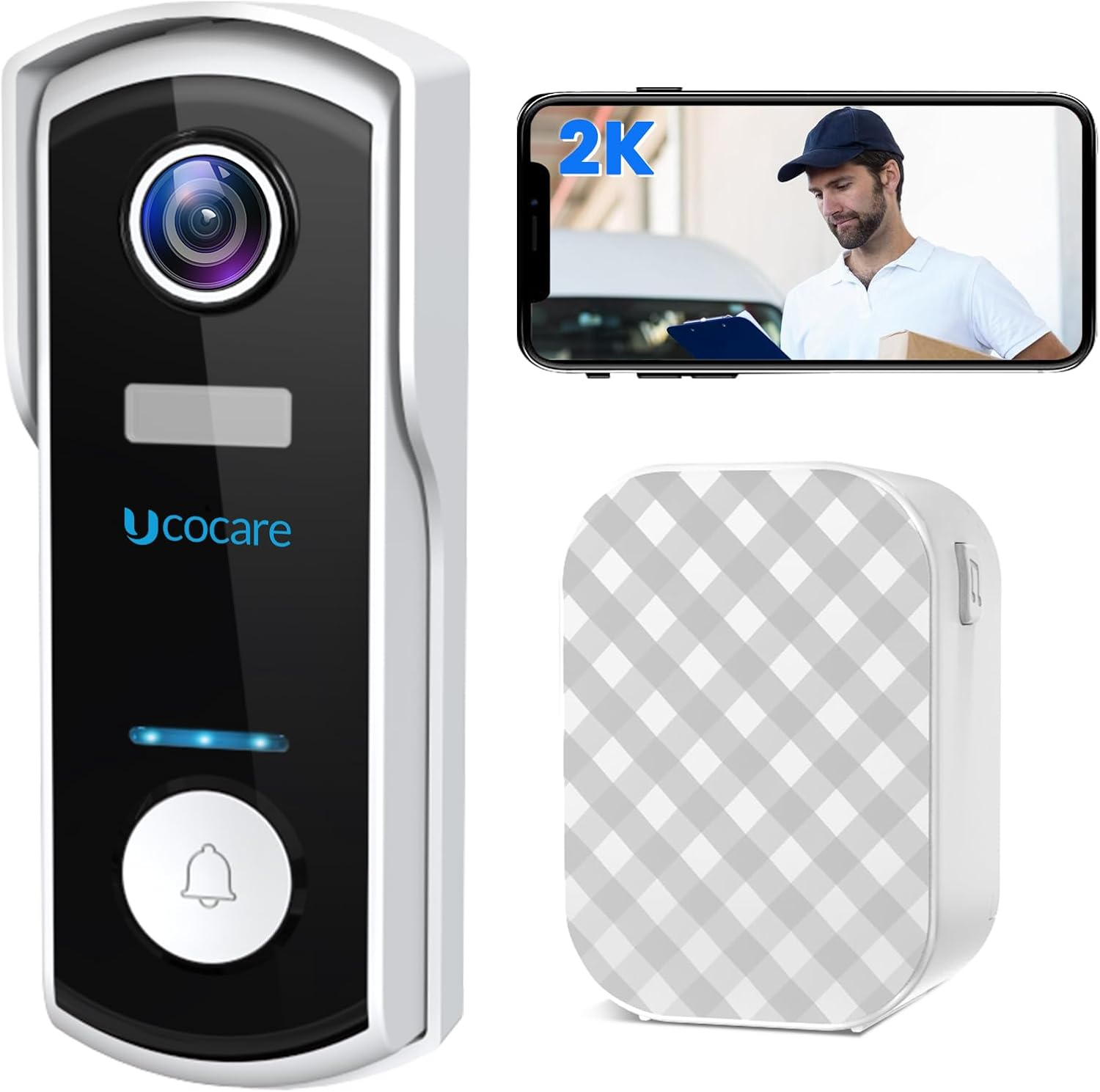 Video Doorbell Camera Wireless with Chime, UCOCARE 2K/4MP Wifi Camera Doorbell with Motion Detection, Night Vision, 2-Way Talk, Voice Changer/Message, AI Motion Detection, Support Tf/Cloud Storage image number 4