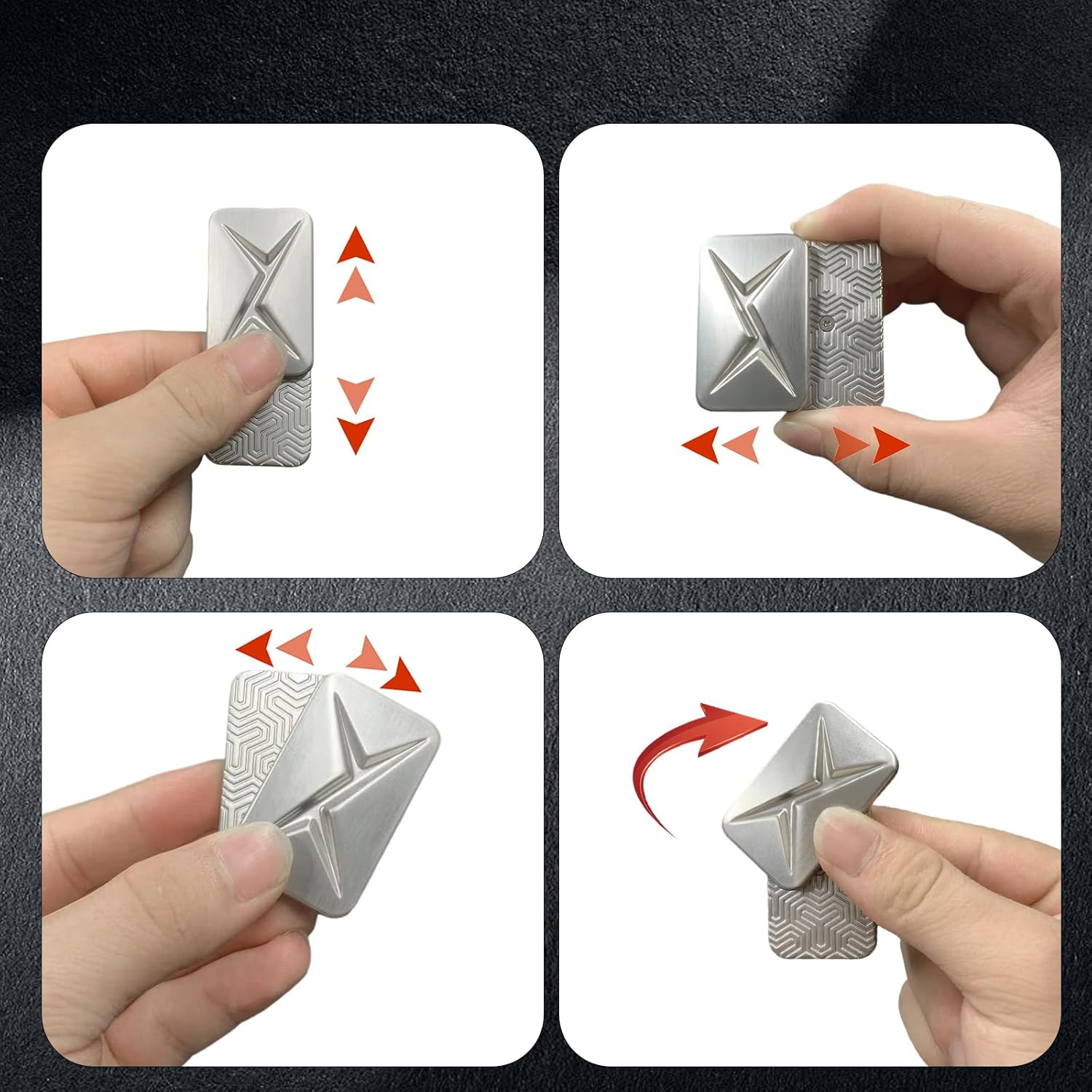 Fidget Slider, Trackless Fidget Toy for Fancy Play, Adult Sensory Toys, Silver