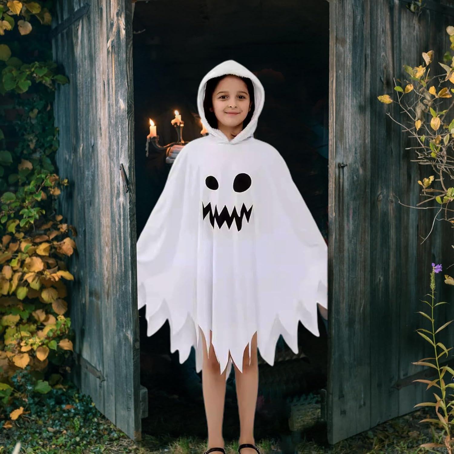 Ghost Halloween Costumes - Ghostface Costume Cloak - Fancy Dress Scary Cloak - Halloween Fancy Dress Costume | for Boys Girls Toddler Aged 3-12 Years Old Trick or Treating