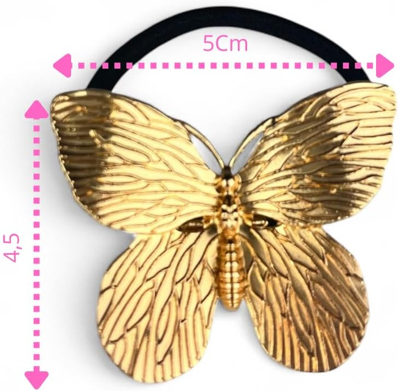 Bottega Della Principessa - Elastic Jewellery - Hair Accessories Gold - Hair Scrunchie for Women with Metal Plate - Elegant and Versatile, with Satin Bag