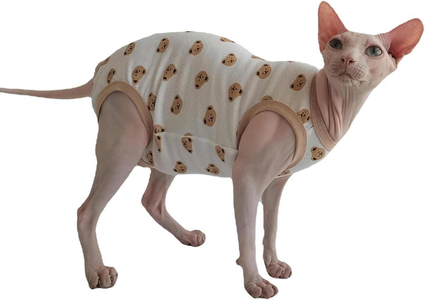 IUOUTG Sphynx Hairless Cats Clothes Breathable Cotton Pet Clothes for Summer round Collar Kitten Vest with Cute Cartoon Print Pet Pajamas for Cats Small Dogs image number 3