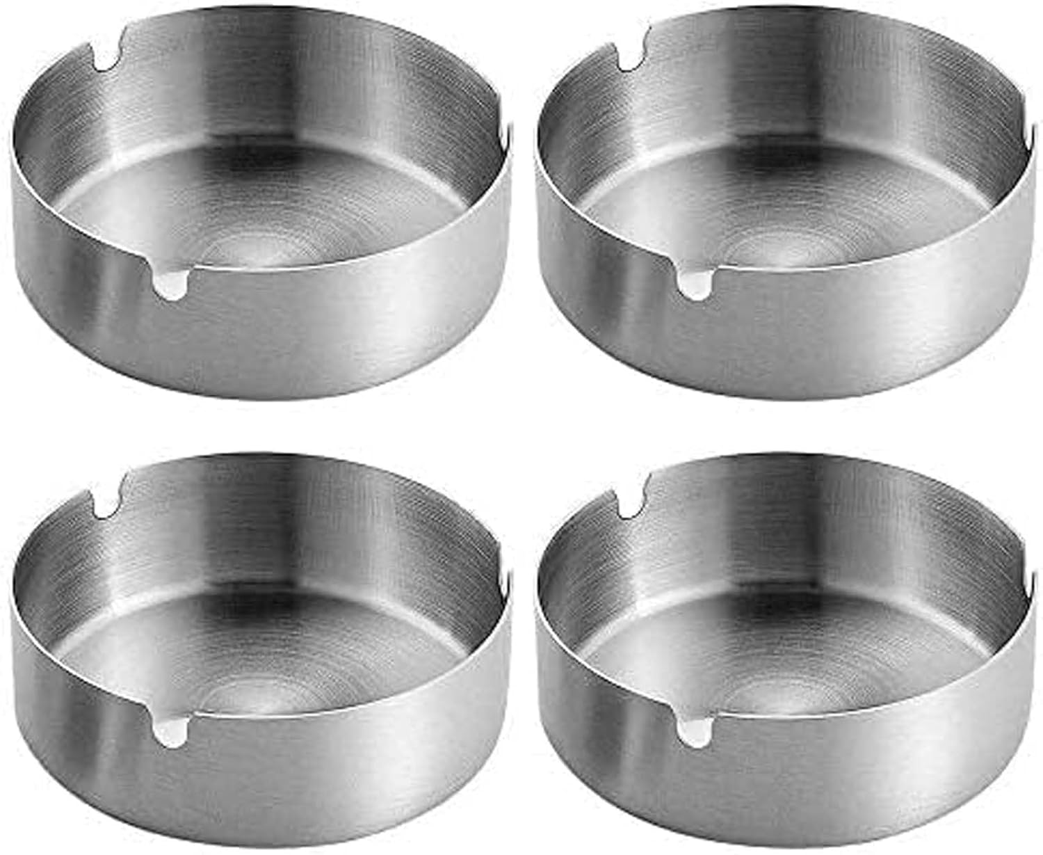 Pack of 4 round Stainless Steel Cigarette Ashtray Set for Outdoor and Home (Medium) image number 3