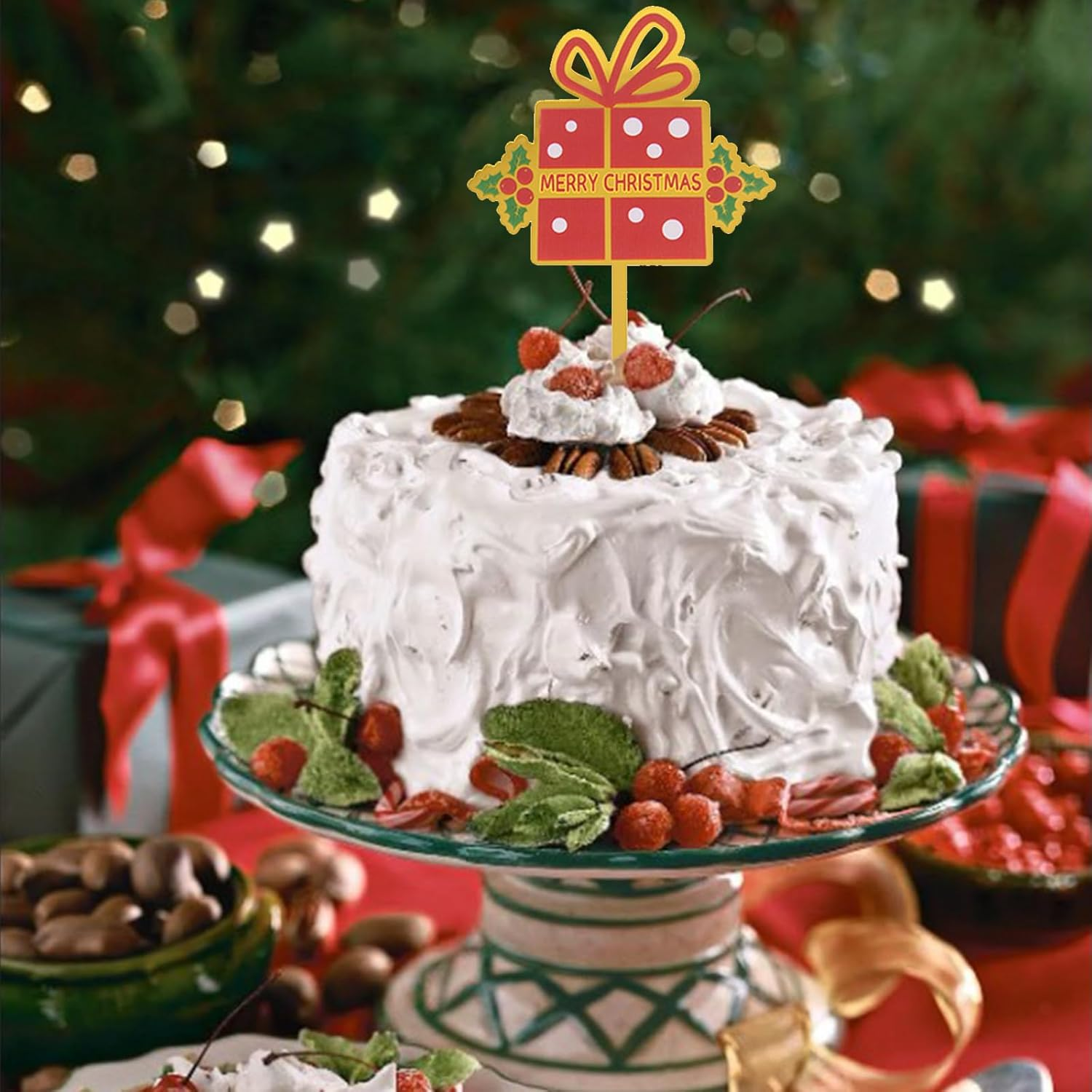 Christmas Cake Topper Merry Christmas Cake Decorations Christmas Cupcake Toppers Christmas Tree Mini Santa Cake Decoration Props Xmas Party Craft Ornaments 6 Pcs image number 4