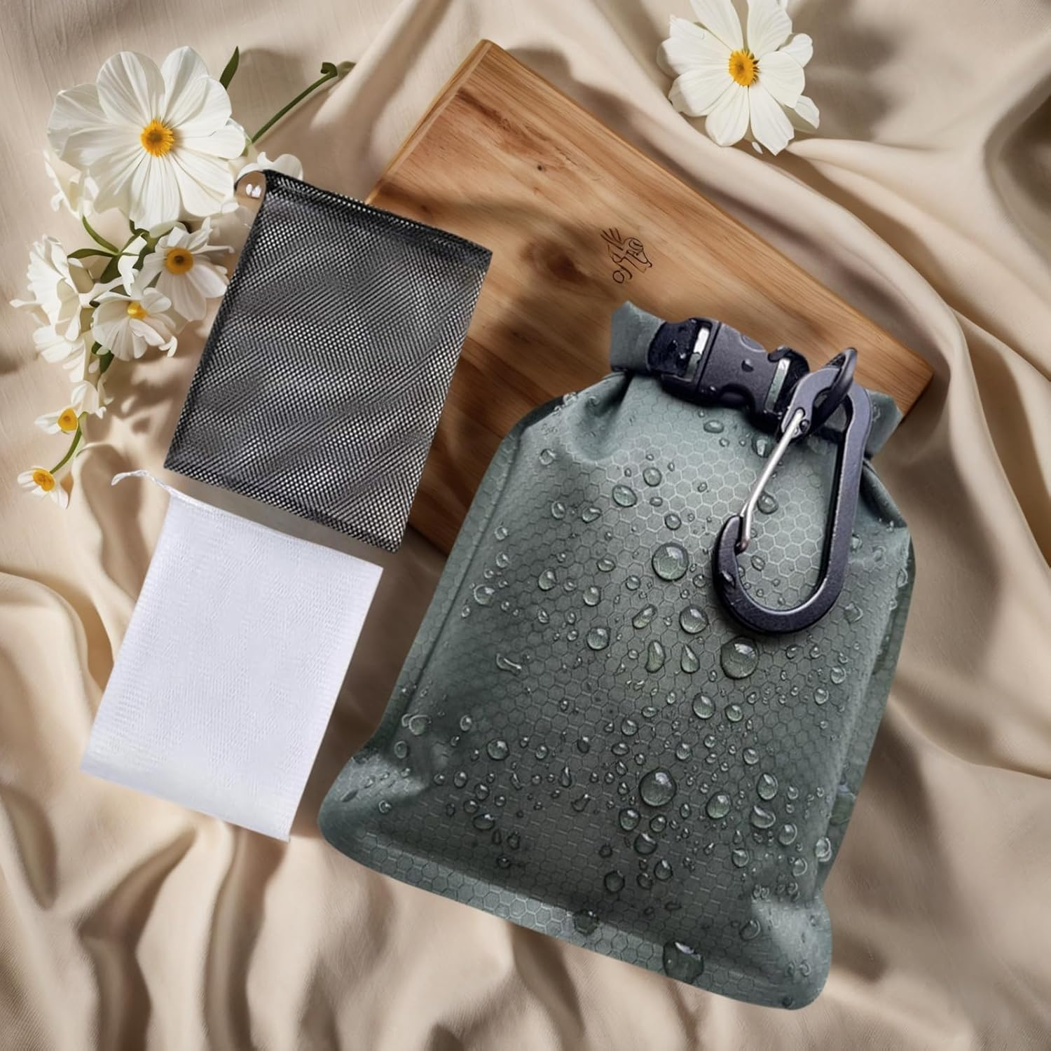 Soap Bag | Shampoo Bar Holder with Mesh Net,Skin Care Supplies Waterproof Gym Bathing Accessories for Swimming Travel Holiday Packaging Vacation image number 3