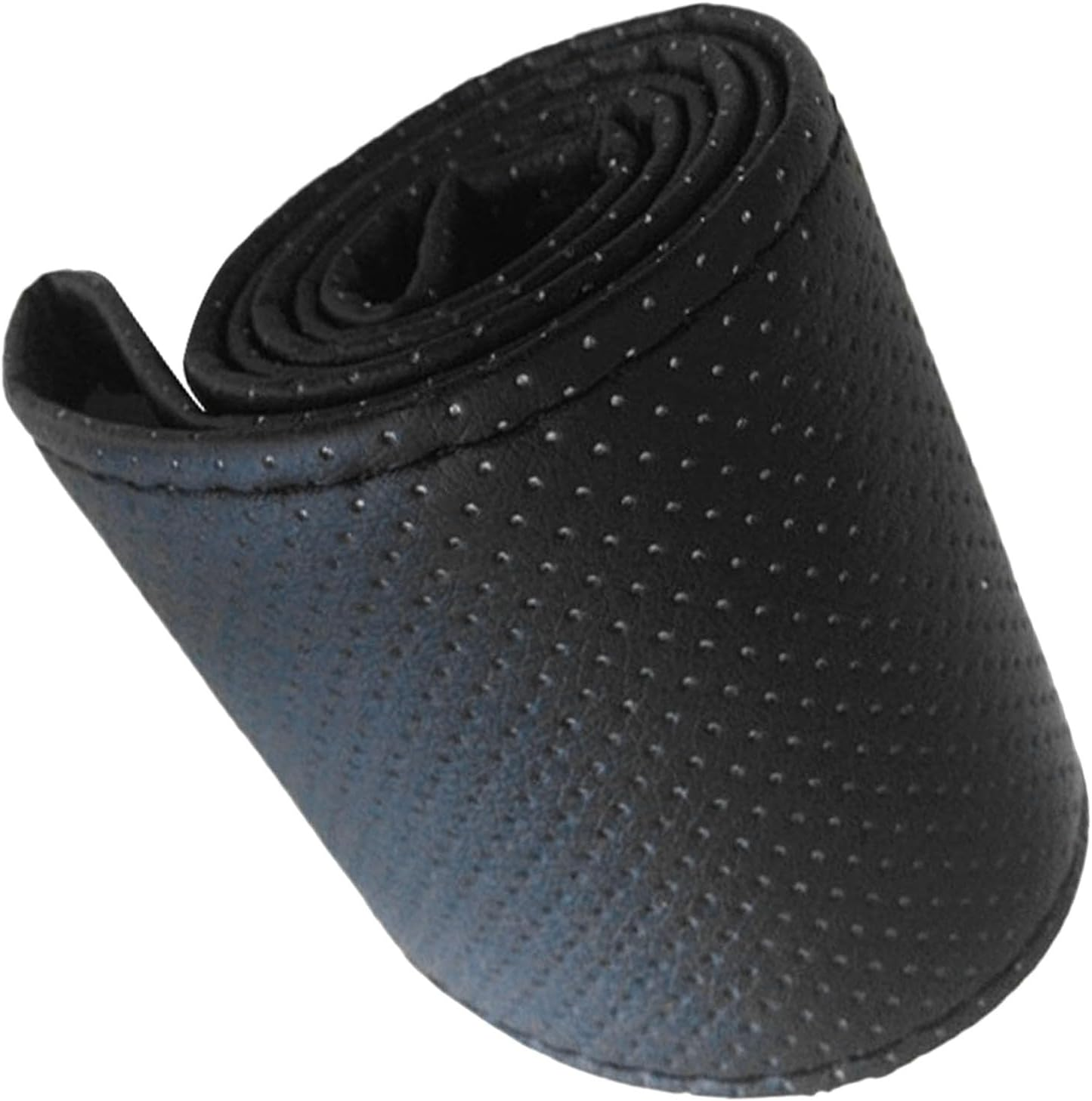 Microfiber Leather Steering Wheel Cover Hand Sew Easy Carry for Universal Car Truck SUV Pickup Boat, Wear Proof and Breathable (Black) - Black image number 3