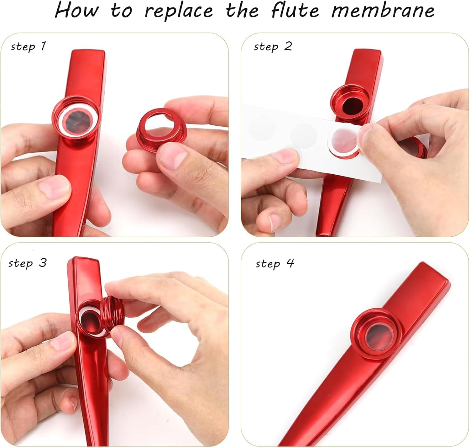 Kazoos Multipack, 6 Pcs Exquisite Kazoo Instrument with 20 Flute Membranes, Kazoo Musical Instruments Used for Instrumental Accompaniment, like Guitar, Violin, Piano image number 3