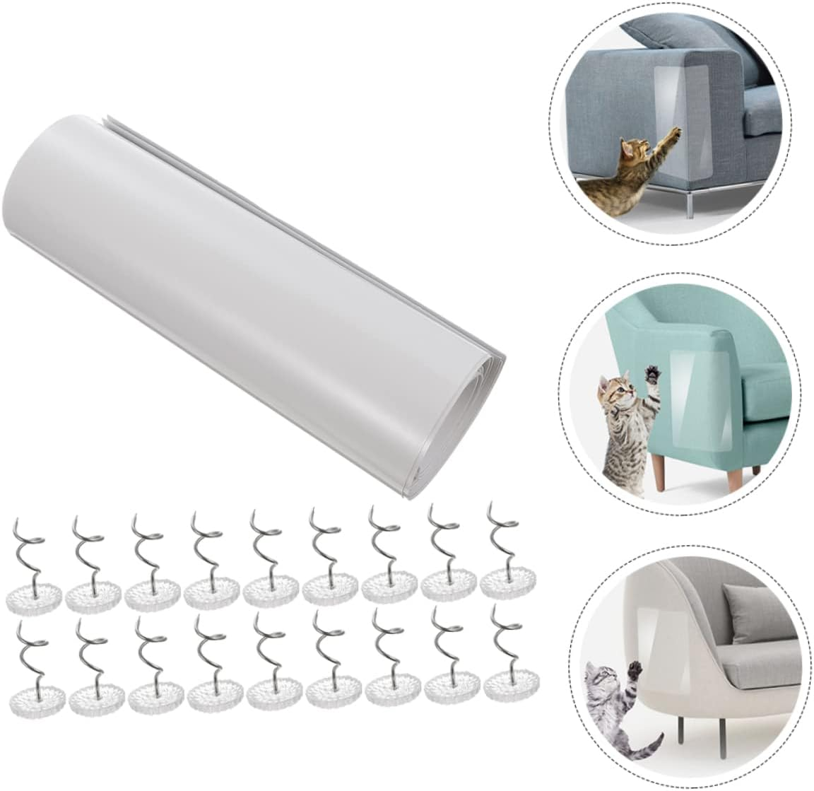 VERDANVERSE Cat Furniture Protector anti Scratch Tape 6 Sheets Nails 47X14Cm Sofa Couch Guards for Cats Furniture Scratch Deterrent and Training image number 3