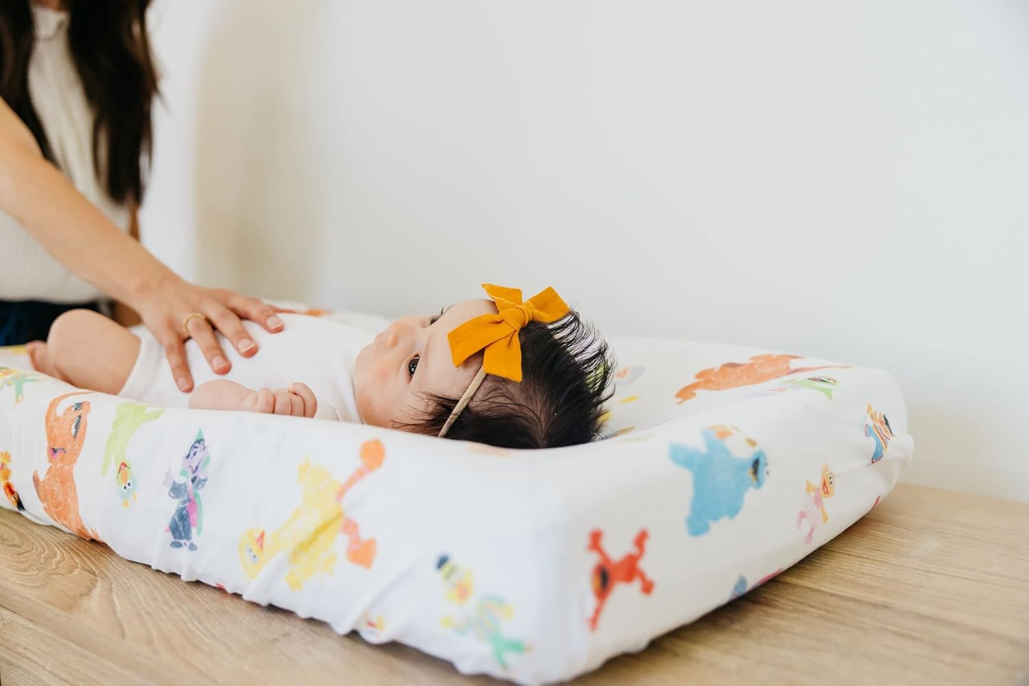Premium Knit Diaper Changing Pad Cover"Sesame Friends" by Copper Pearl - Sesame Friends image number 4