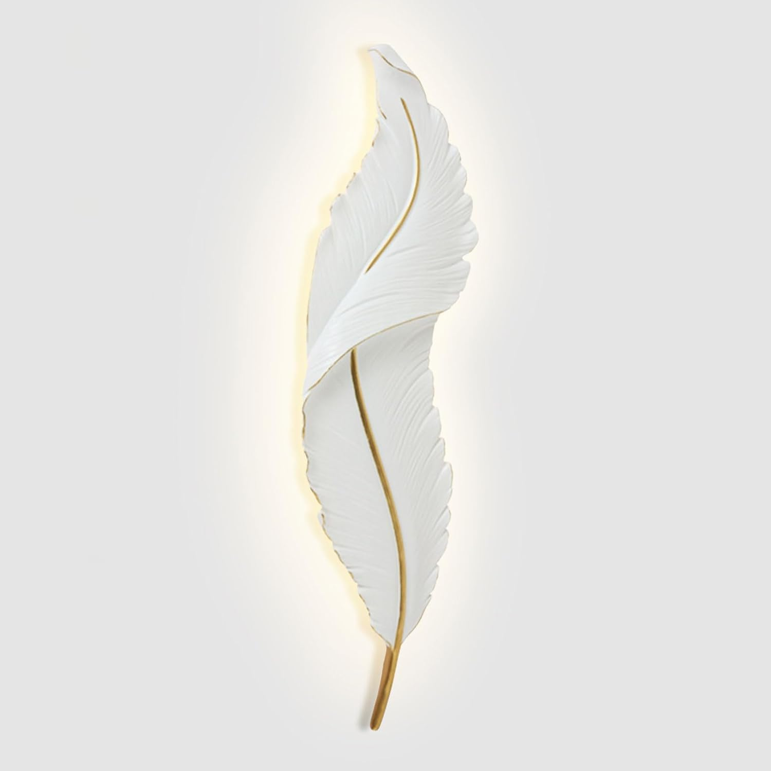 LED Feather Wall Sconce Nordic White Wall Light Living Room Wall Lamp, Creative Resin Wall Mount Lighting Fixture for Bedroom Restaurant Home Indoor Wall Wash Lights XXZ