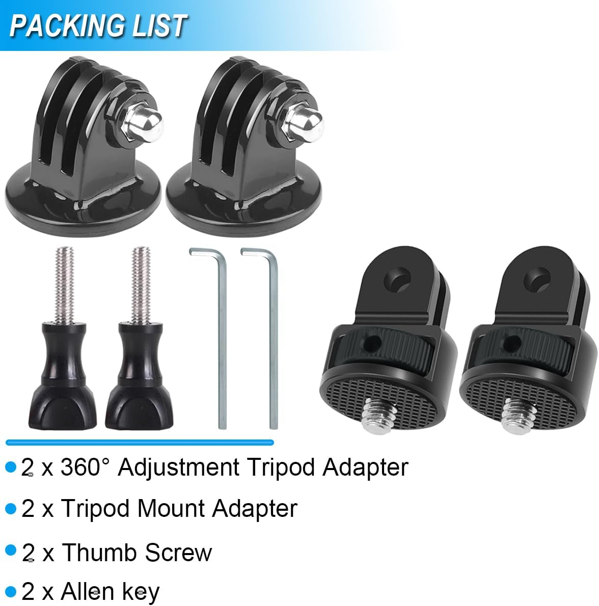 ZHUROUPU for Gopro Tripod Mount Adapter 1/4 Inch, Camera Mount Adapter Replacement Compatible with for Gopro Hero 10/9/8/7/6/5, for DJI Osmo and Other 1/4 Action Cameras, Ball Adapter, Tools image number 6