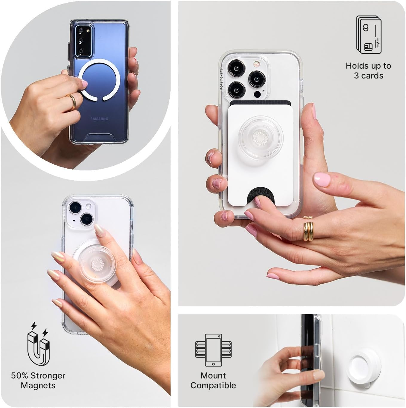 Popsockets Popgrip for Magsafe, Magnetic Phone Grip & Stand, Swappable Top, Secure Grip for Iphone Magsafe Cases, Kickstand for Hands-Free Viewing, Wireless Charging Compatible - Enamel Sylveon Wink image number 5