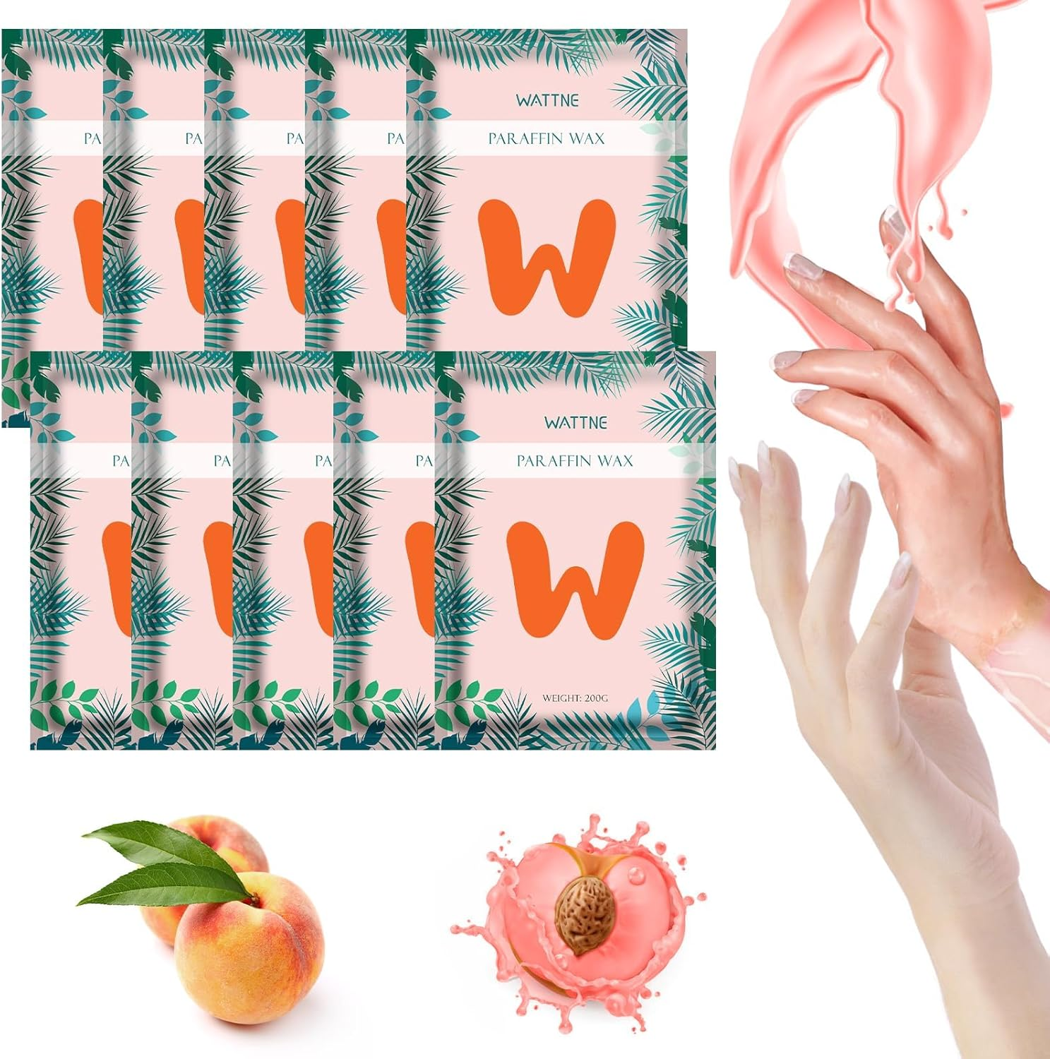 WATTNE Paraffin Wax Refills - 4.4 Lbs Use in Paraffin Wax Machine for Hand and Feet,Relieve Stiff Muscles and Pain, Deeply Hydrates Skin (Peach) image number 3