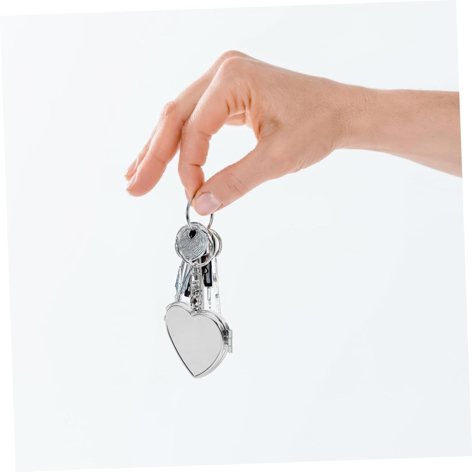 Ibasenice 2Pcs Mini Mirror Keychain Cosmetic Mirror Keychain Double-Sided Folding Makeup Keyring Pocket Vintage Portable Key Chain Accessories Compact Light image number 1