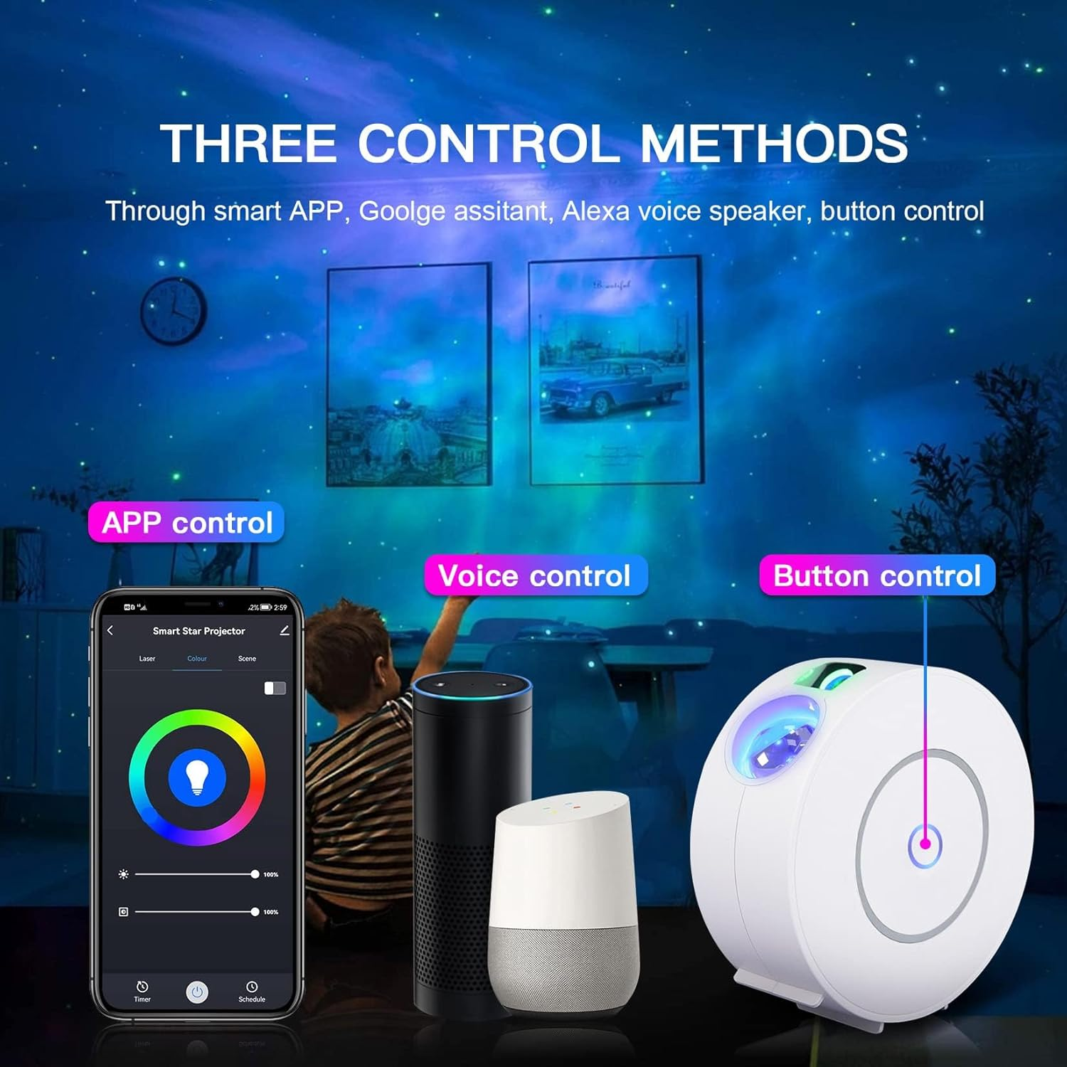 Star Projector Galaxy Light for Bedroom, Smart APP & Voice Control Nebula Projector, Perfect Christmas Hoom Decor Compatible with Alexa & Google Home, Rotatable and Adjustable Cloud Stars image number 1
