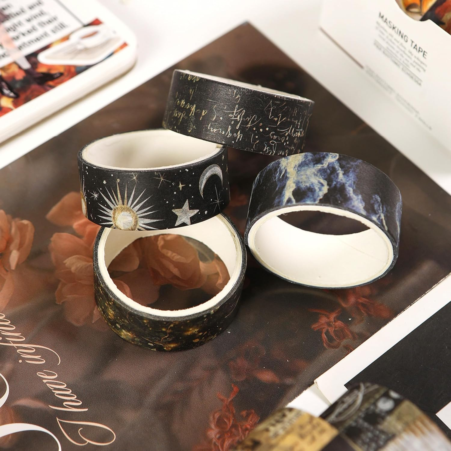 YUBBAEX 12 Rolls Artistic Expression Washi Tape Set Fine Arts Masking Tape Retro Plants Decorative for DIY Crafts, Bullet Journal Supplies, Planners, Scrapbook, Card/Gift Wrapping (2-Ethereal) - 1-Graffiti image number 3