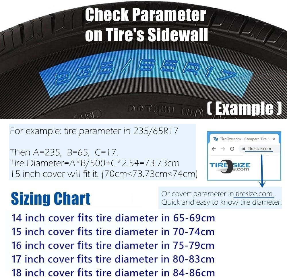 Spare Tire Cover, Gray Wheel Cover Waterproof PVC Leather Dust-Proof Universal Fit for Jeep, Trailer, RV, SUV and Camper (14 Inch) image number 3