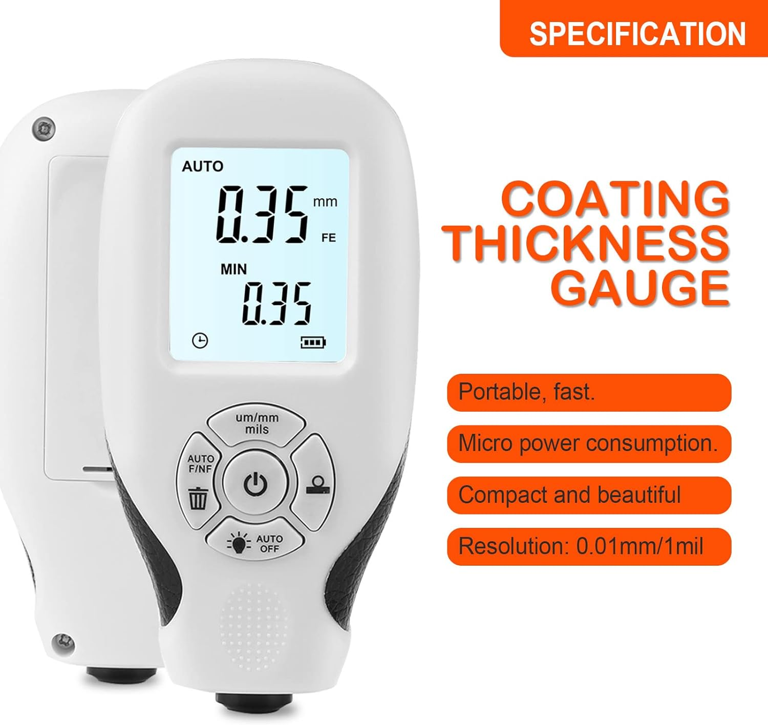 Paint Thickness Tester Car Coating Film Thickness Gauge 0~2000Um Digital Coating Meter with LCD Display Automotive Paint Films Tester image number 6