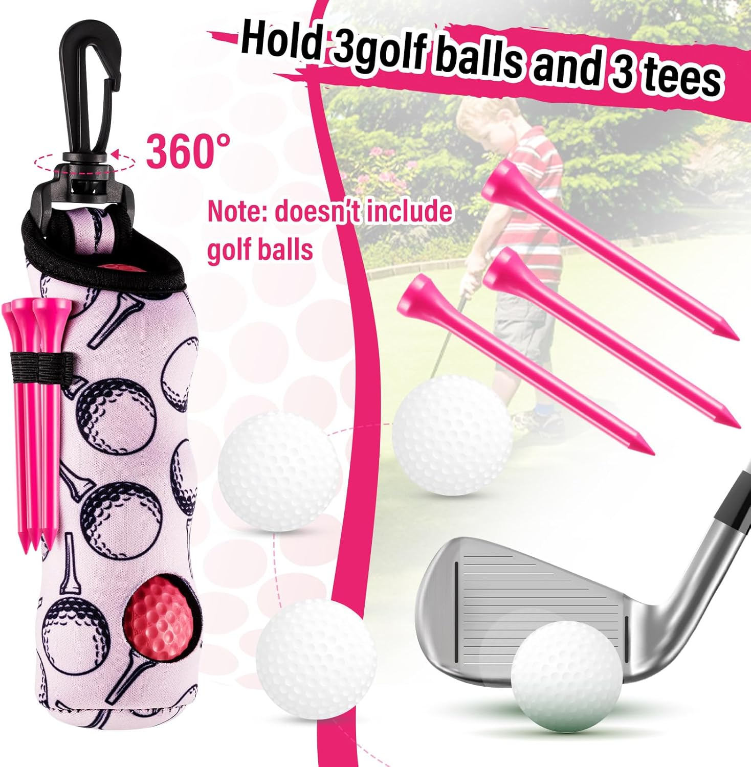 Liliful 12 Pcs Golf Accessories Kit, Include Golf Tees Golf Towel Golf Ball Bag with Hook Cleaner Brush Divot Tool with Magnetic Ball Marker for Women Ladies Golf Gifts image number 1