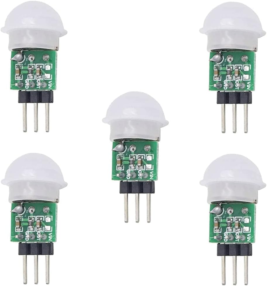 Stemedu HC-SR505 Mini Infrared PIR Motion Sensor, Micro IR Pyroelectric Human Movement Detector Sensors Module (Pack of 5)