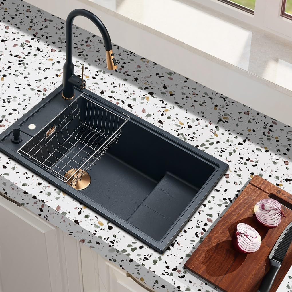 Arthome Granite Contact Paper 40X310Cm Peel and Stick Wallpaper for Countertops Waterproof Self Adhesive Marble Wall Paper Roll for Decorative Kitchen Countertops Removable image number 4