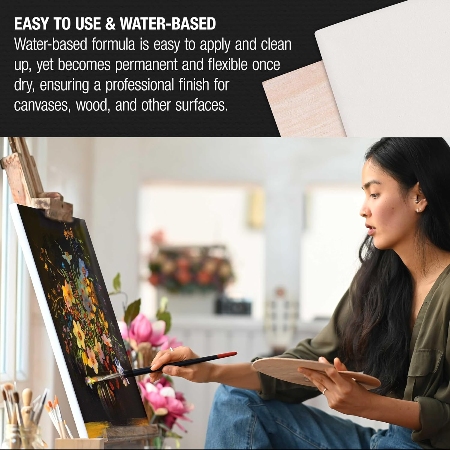 U.S. Art Supply Black Gesso Primer - 16.9Oz (500Ml) for Oil & Acrylic Paint - Superior Coverage, Canvas Prep, Mixable White Gesso Paint Artists