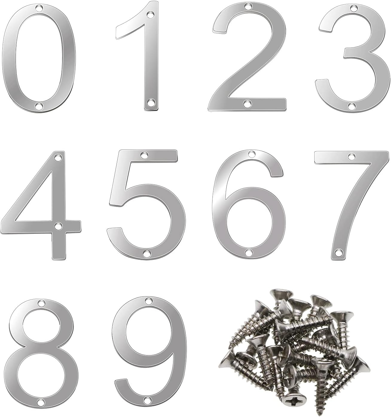 ONLYKXY Silver Modern House Numbers 0-9 Garden Street Address Number Sign 2Inch Stainless Steel Hollow Door Mailbox Decor Number Sticker for Apartment Hotel Building Room Office Brushed Number Sign image number 5