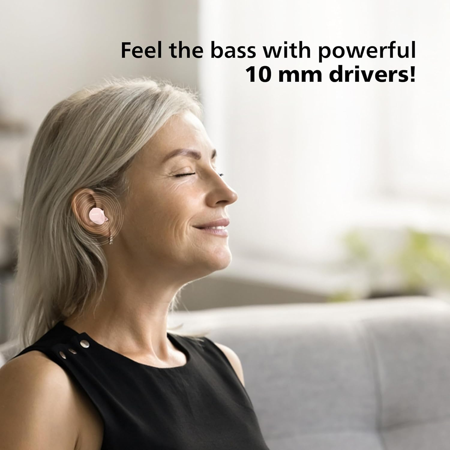 Philips TAT1209PK Wireless Bluetooth Earbuds - Small Earbuds, Great Value, Natural Sound with Dynamic Bass, Clear Calls and Pocket Size Charging Case - Pink