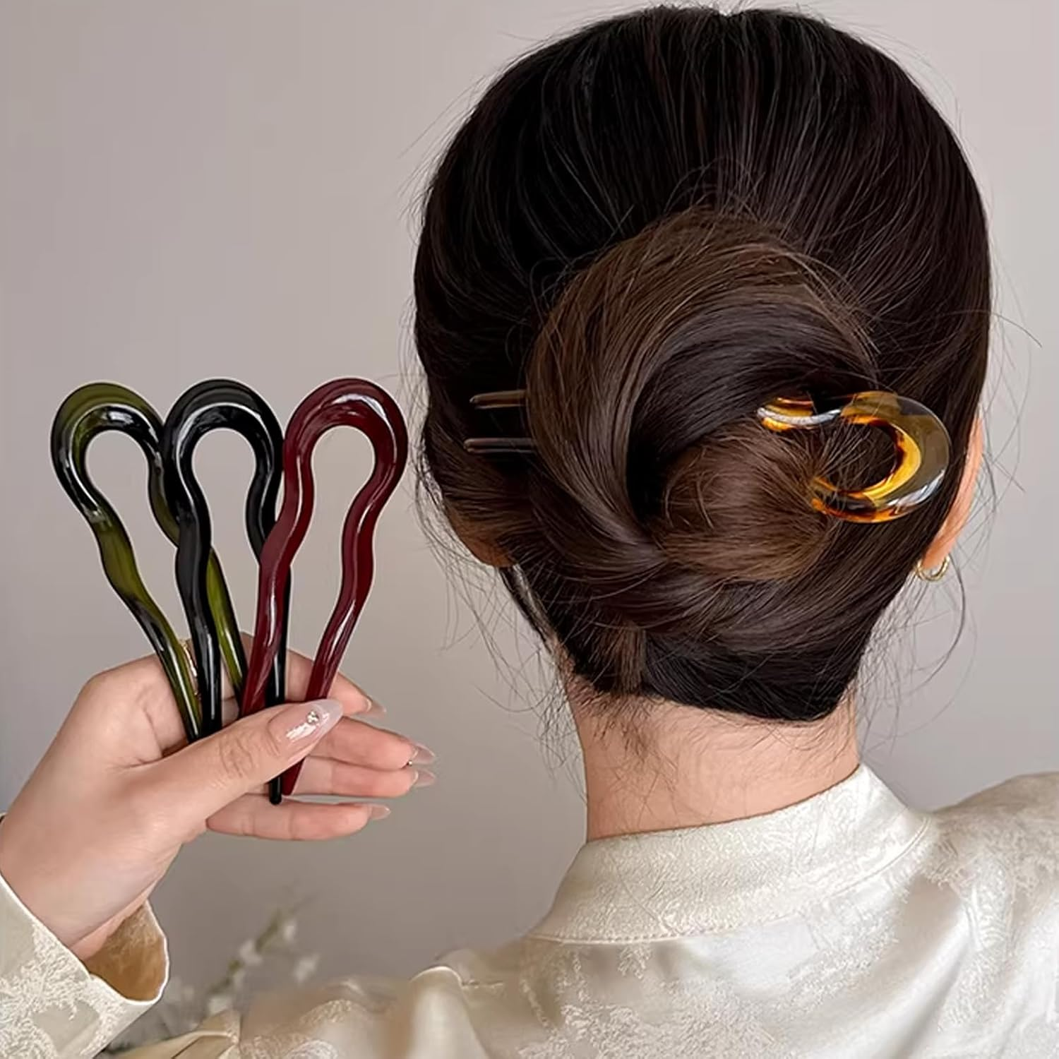 FOSDICK Pack of 6 U-Shaped Hair Pins, French Hair Fork, French Twist Hair Pins for Women Girls All Hair Types Updo Styling image number 6