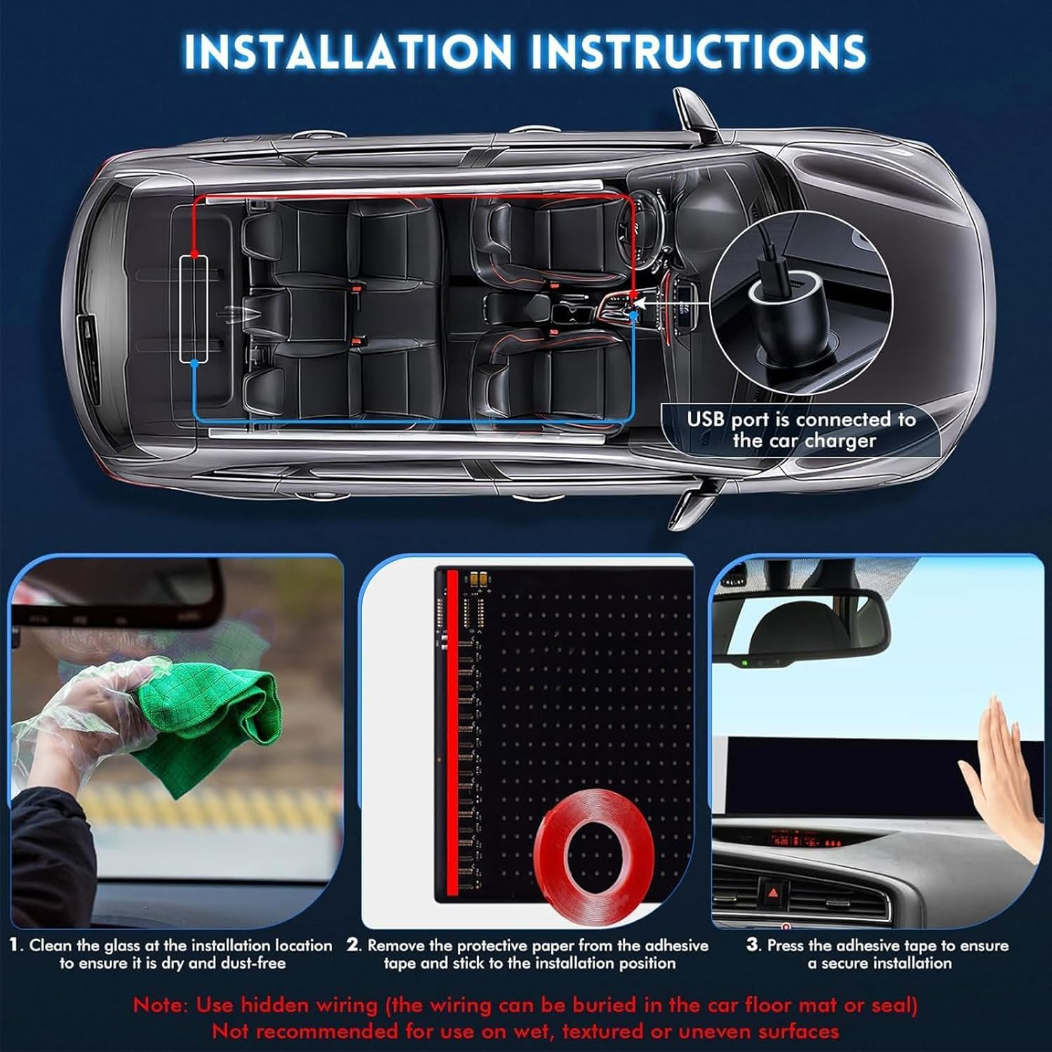 Homodoskey Devil Eyes Lights for Cars, 60X12Cm Programmable LED Eyes for Car/Truck Windshield, Flexible LED Display Screen Panel DIY Car Dynamic Smart Colorful Eye Lamp Soft Screen, 1Pack image number 2