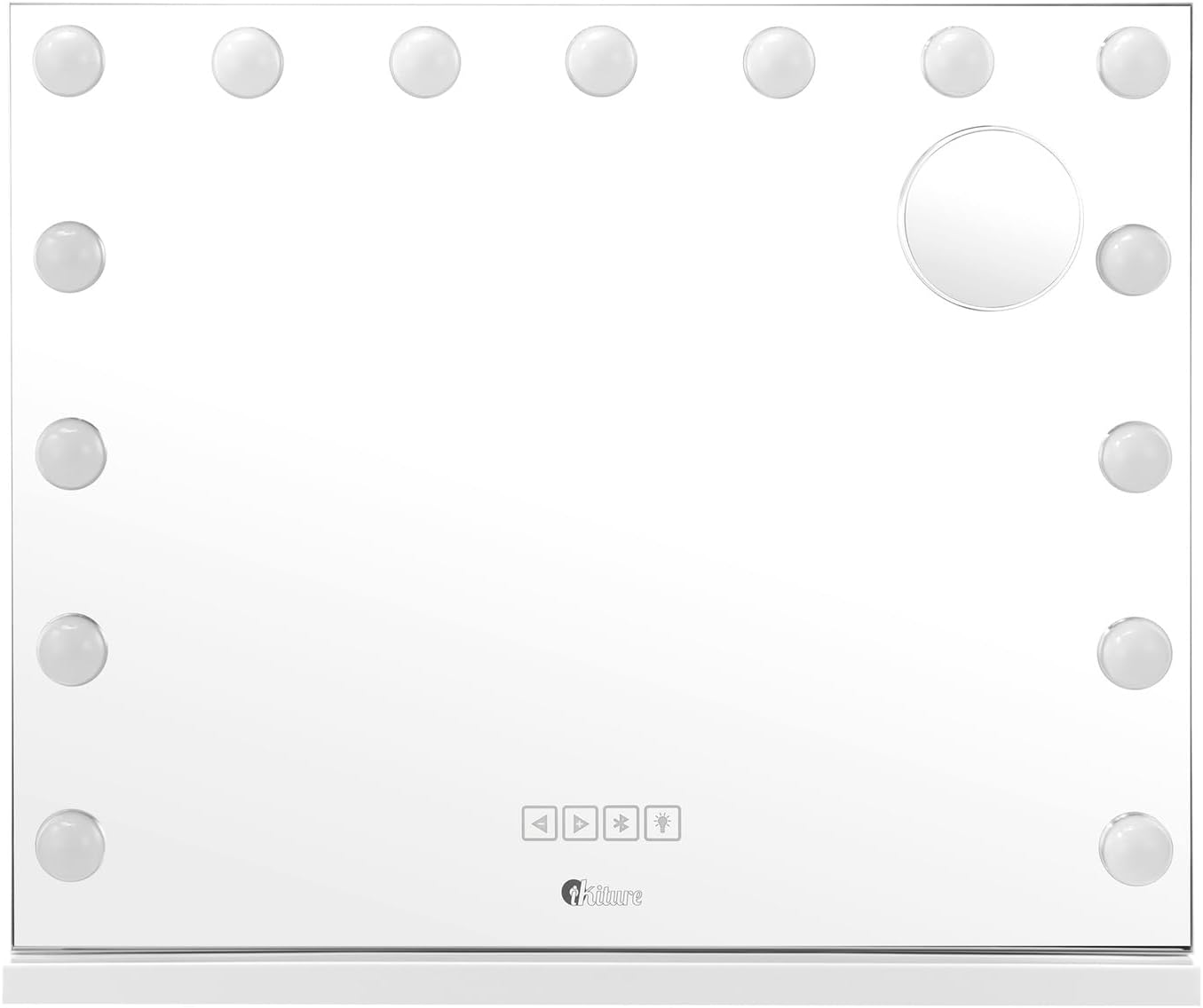 Oikiture Makeup Mirror with Light Hollywood Smart Makeup Mirror with 15 LED Bulbs 60 X 52Cm Bluetooth Speaker USB Power Charging Vanity Mirror with 10X Magnifying Mirror image number 4