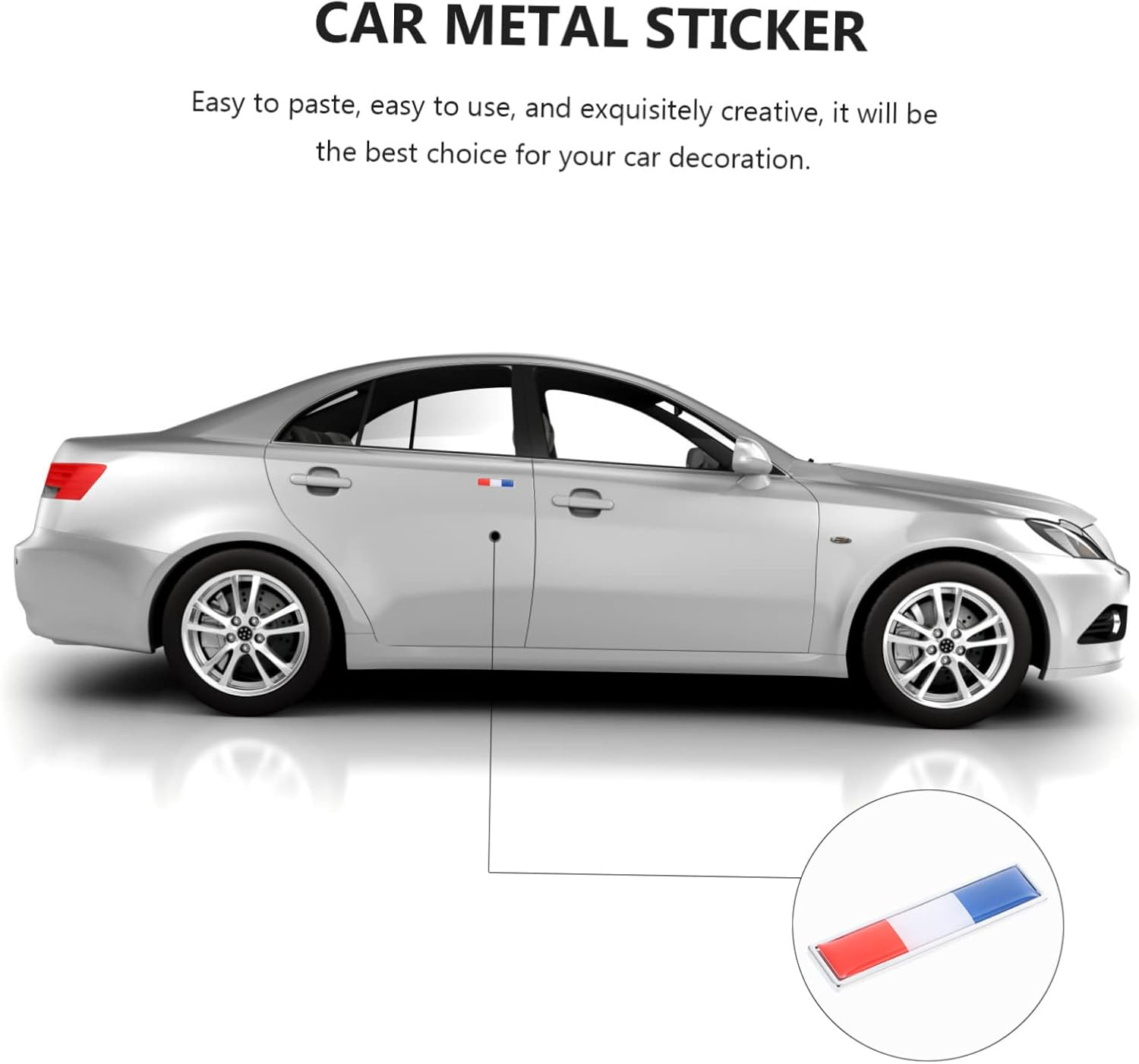 CLISPEED Car Metal Sticker French Flag 2Pcs Auto Decorative Metal Decal Car Styling Sticker Door Emblem for Vehicle and Home Decoration image number 6