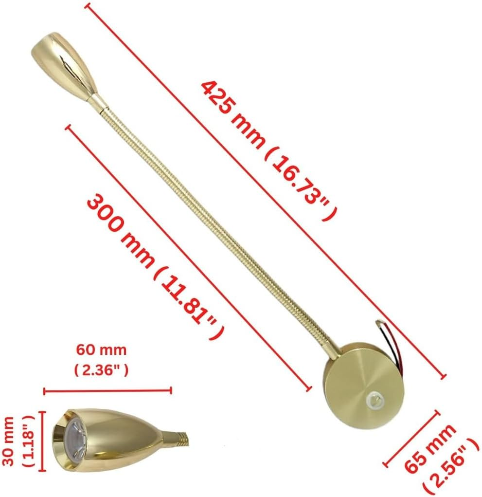 MARVIX LED Flexible Gooseneck Reading Light 12V 24V Spotlight Touch Switch Dimmable USB Charging Port Map Lamp for Motorhome Campervan Boat image number 3