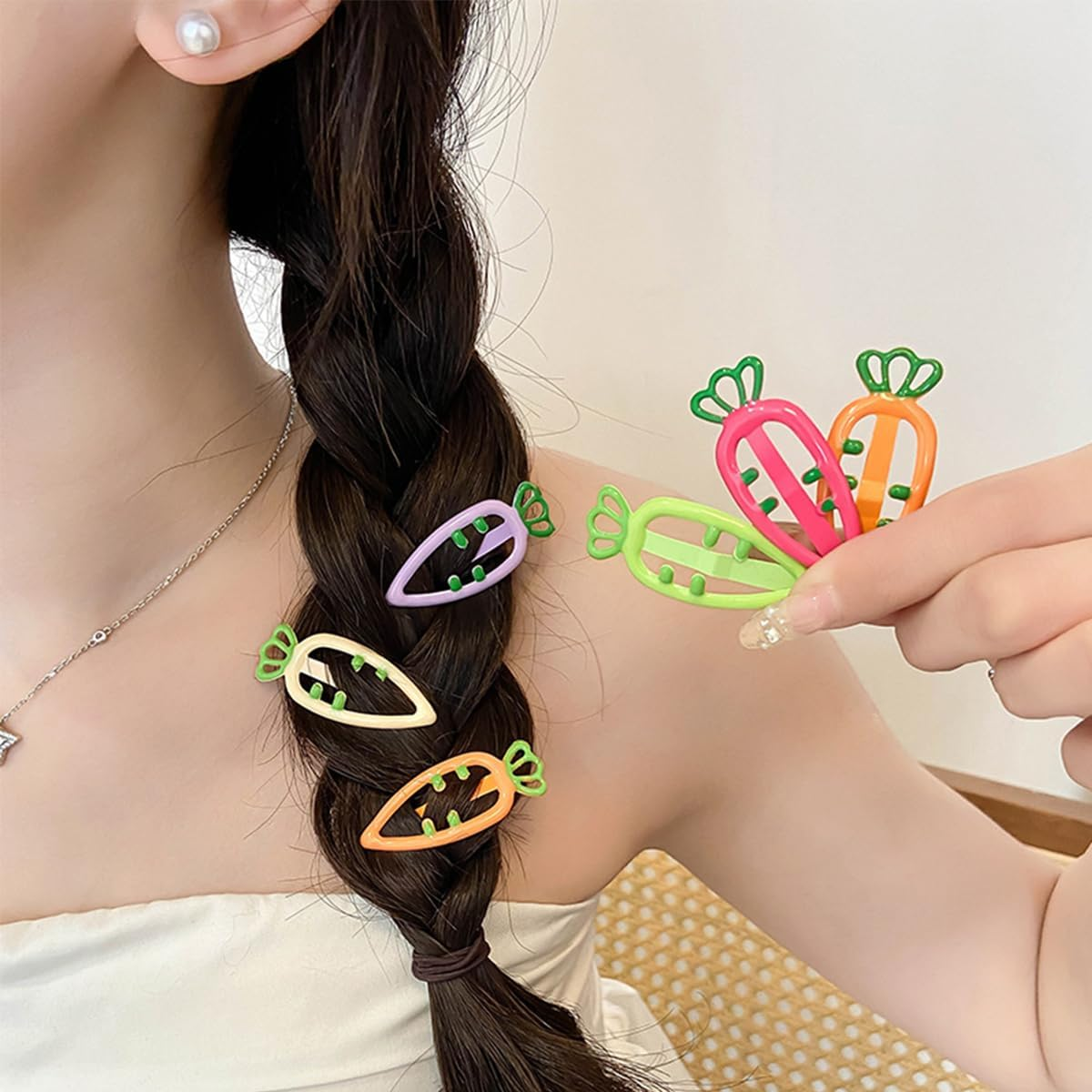 18Ps Hair Clips Women'S Small Mini Flower Shape Duckbill Hair Clips for Styling Flat Hair Clips Stripes Thick & Thin Hair Accessory image number 1