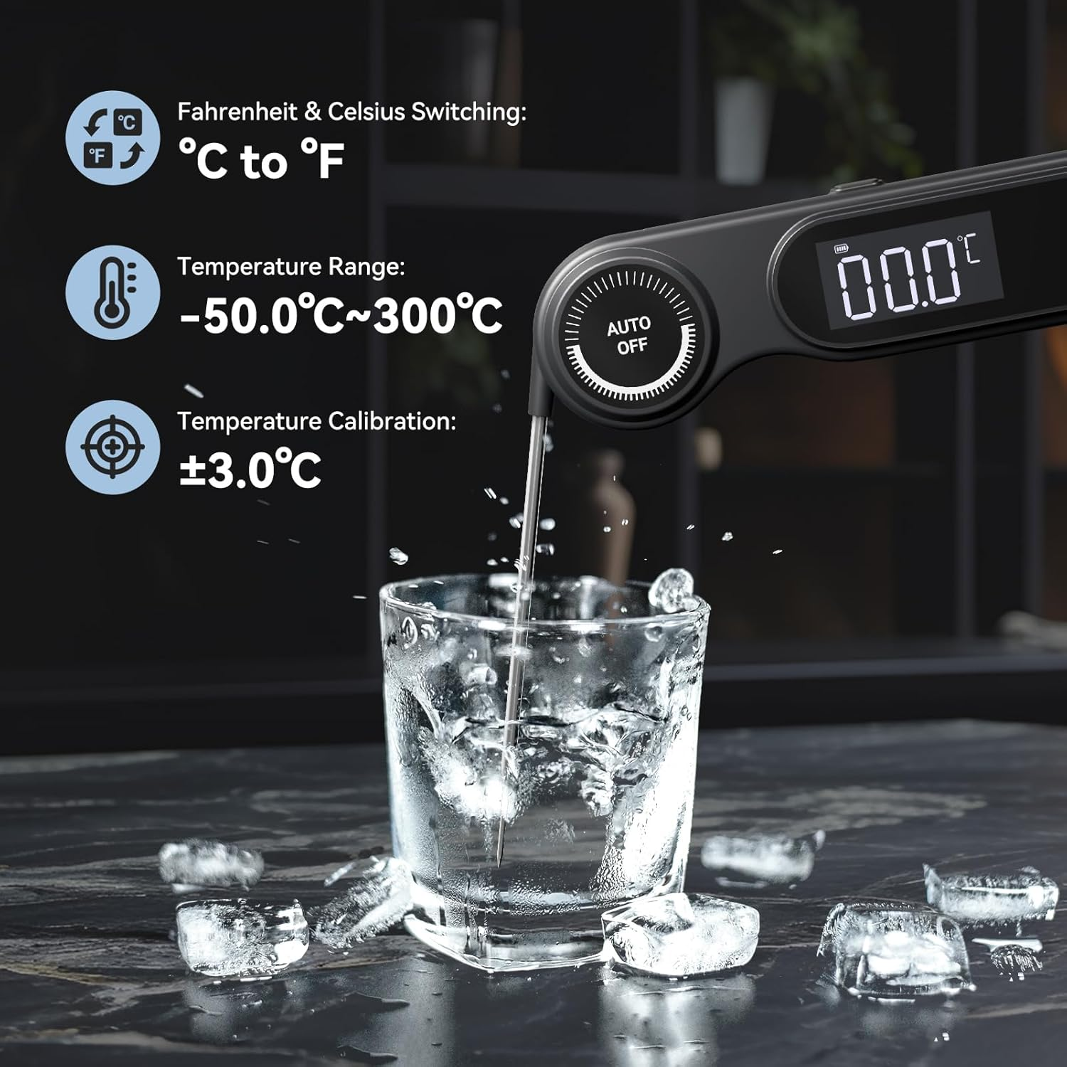 INKBIRD Instant Read Meat Thermometer IHT-21K, 0.5 Sec Fast Reading, Super Accurate Detection, IP65 Waterproof, Handy Food Thermometer for Indoor Outdoor Cooking, BBQ, Baking, Deep Frying, Home Brew image number 1