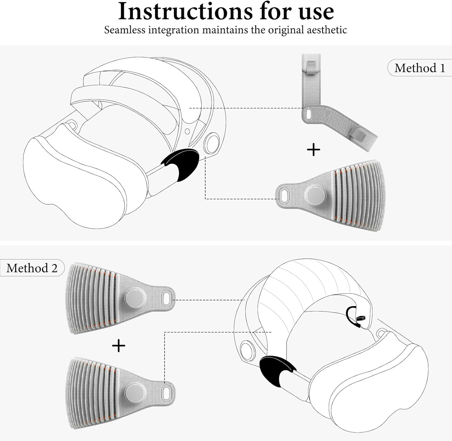 Geekria VR Headset Dual Band Adapter Compatible with Apple Vision Pro, Head Strap Top Knit Adapter, Reduces Facial Stress, Comfort Top Strap Attachment (Black) image number 3