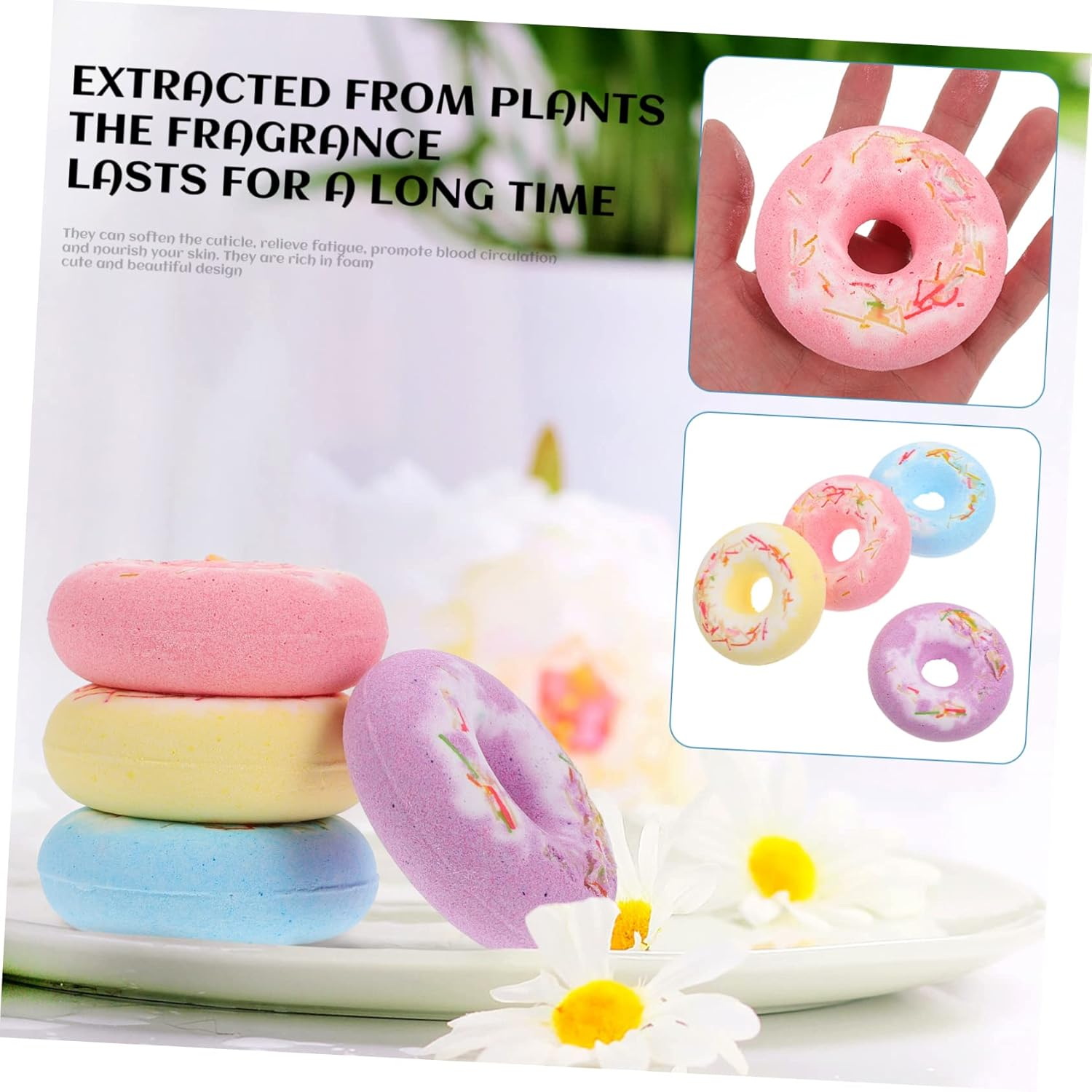 HAPINARY 4Pcs Adorable Bath Salt Balls Spa Bombs for Nourishing Skin Relaxation and Aromatherapy for Home Travel and Hotel Use Random Color