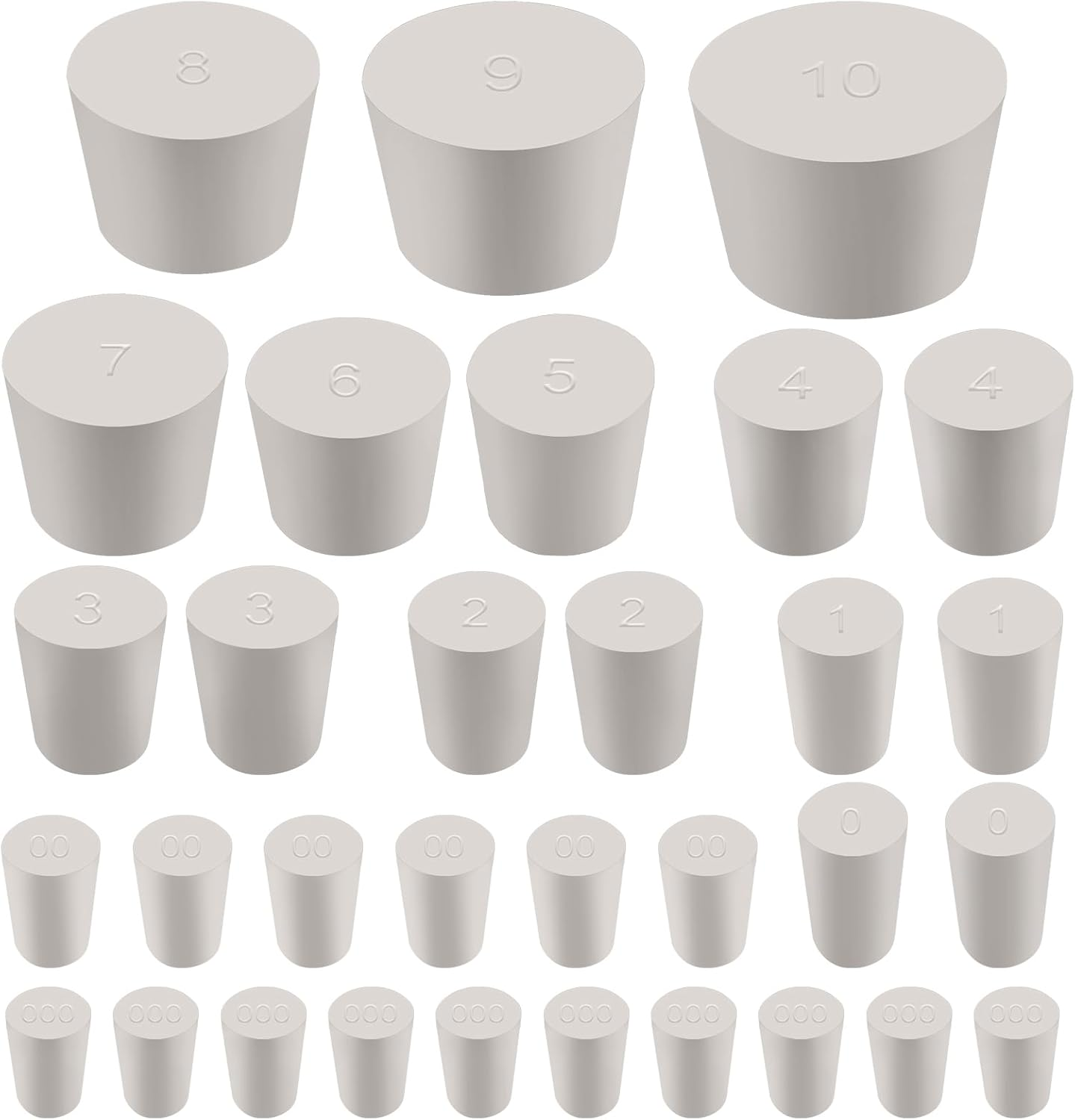 Swpeet 32Pcs 13 Assorted Sizes Black Solid Rubber Stopper, Black Tapered Lab Seal Rubber Stoppers, Black Lab Plug, Tapered Lab Bungs