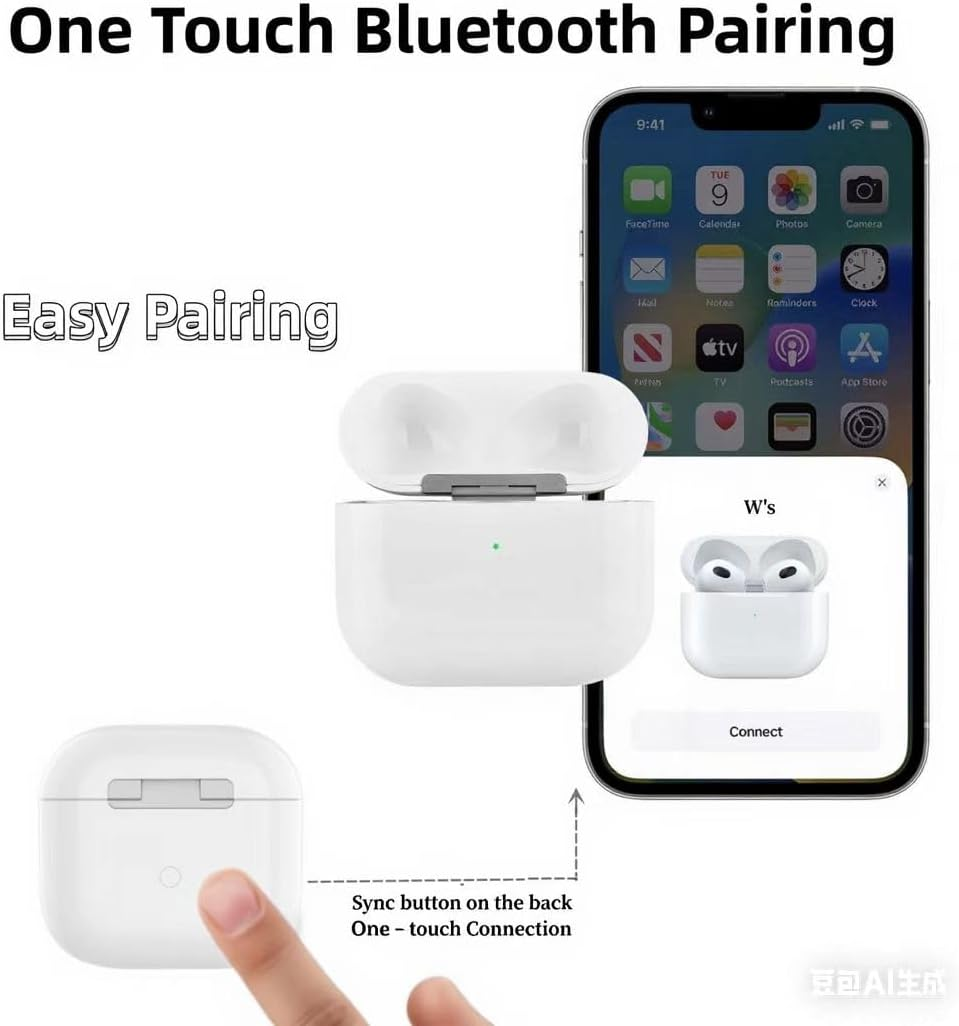 Charging Case Replacement Compatible for Airpods 4Th Generation with Wireless Charging Bluetooth Pairing Sync Button image number 4