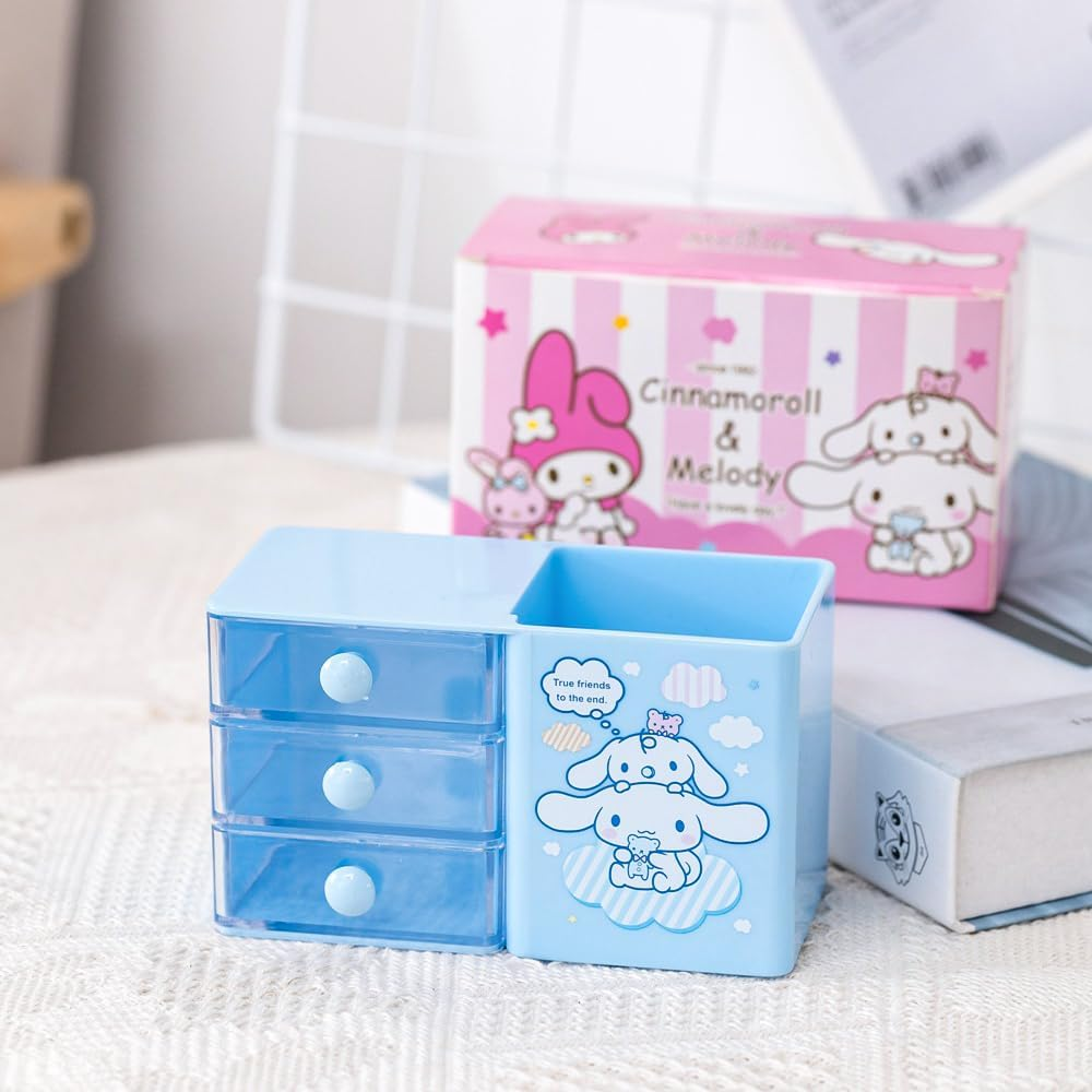 Kawaii Pen Holder Drawer Storage Box Office Desktop Office Supplies Three-Layer Cartoon Colorful Small Drawer Box - Pink image number 6