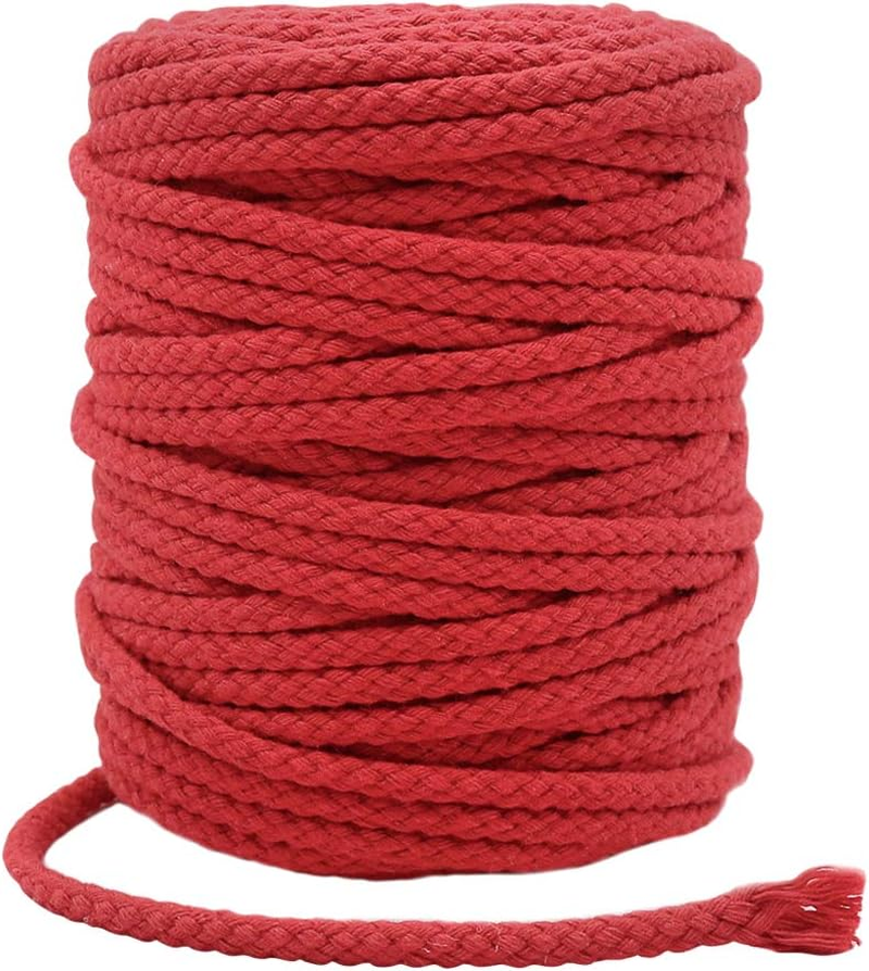 Tenn Well Braided Cotton Cord, 165 Feet 5Mm Wide Cotton Macrame Rope for Plant Hangers Wall Hangings DIY Crafts (Red) image number 2