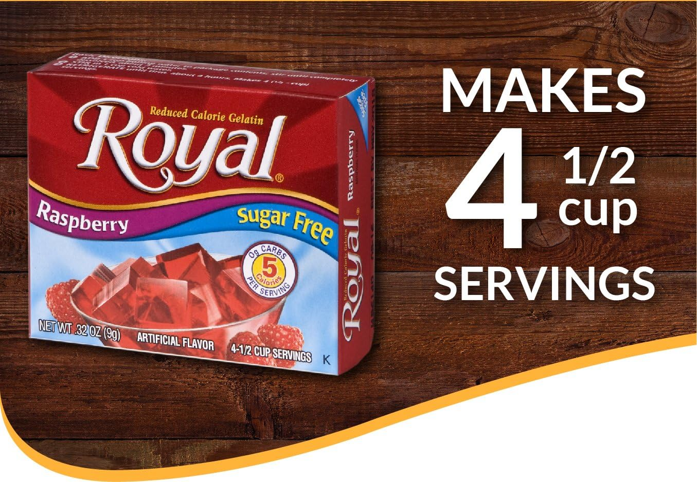 Royal Raspberry Gelatin Dessert Mix, Sugar Free and Carb Free (12 - .32Oz Boxes) image number 2