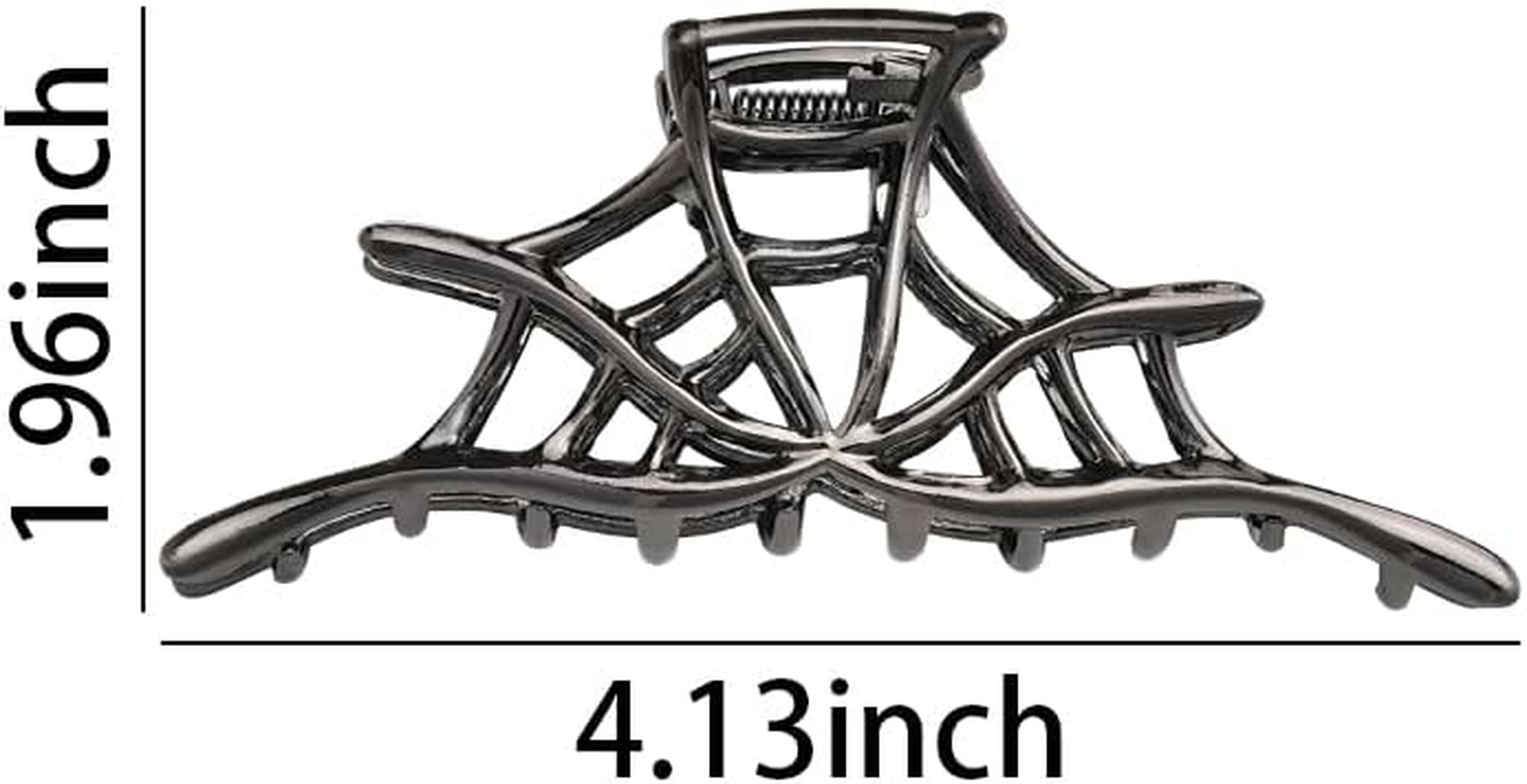 Large Spider Web Claw Clips for Women Girls Halloween Hair Clips for Women Girls Black Spider Web Metal Claw Clip for Hair Accessories for Halloween Party Cosplay - Silver image number 3