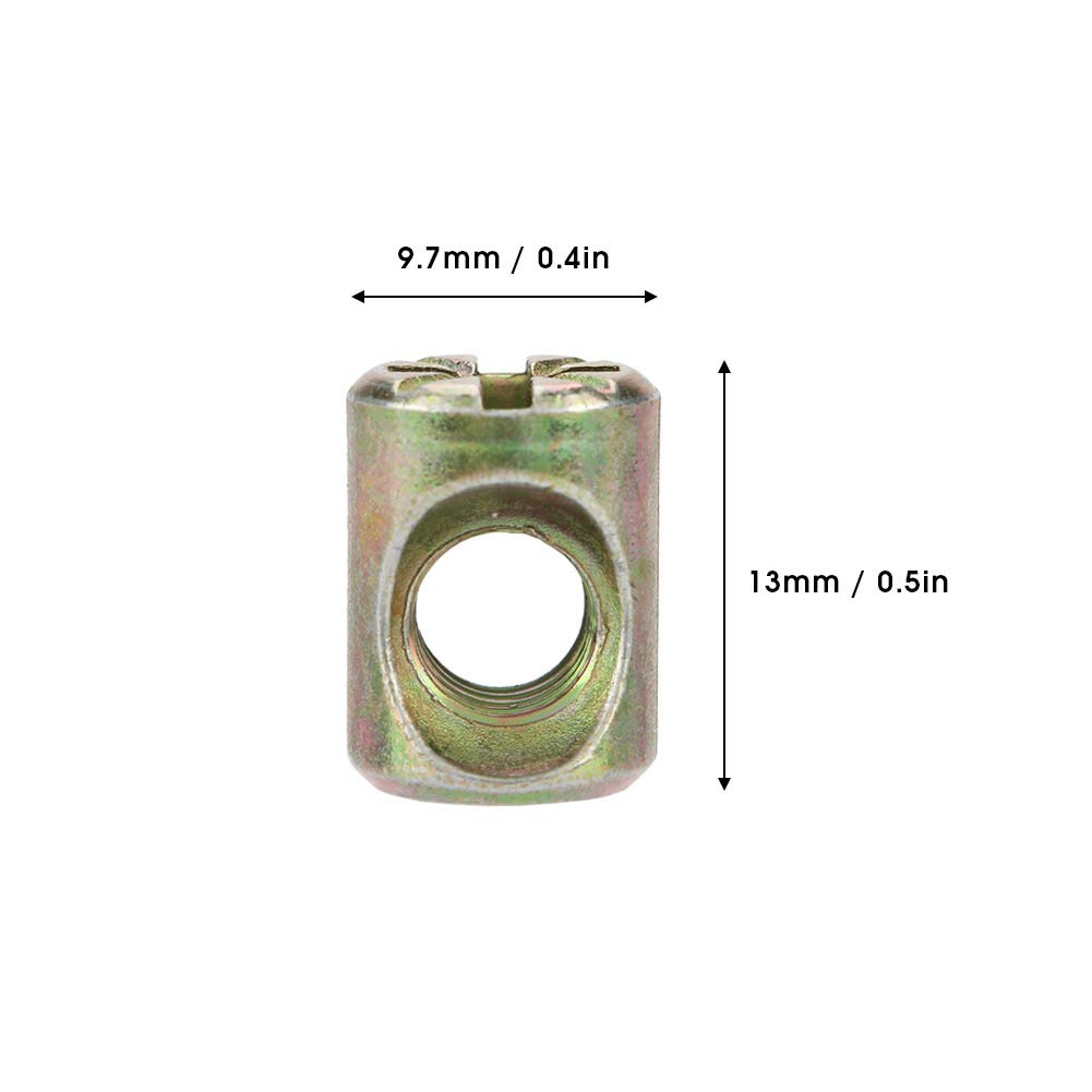 Spring Dowels Barrel Nut, Slotted Embedded Nuts Fasteners Replacement Barrel Dowel Cabinet Connectors for Furniture Beds Crib Chairs, M6X13Mm 30Pcs image number 2