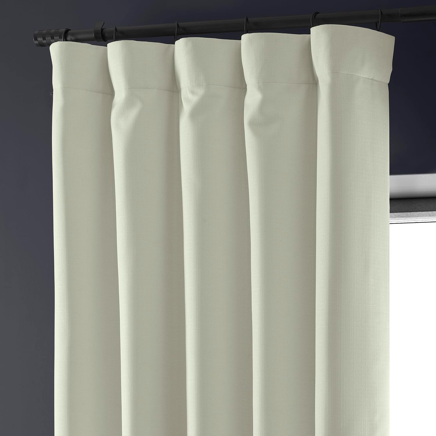 HPD HALF PRICE DRAPES Solid Thermal Insulated Blackout Curtains for Bedroom 108 Inches Long Curtain (1 Panel) Signature Blackout Linen Window Curtains for Living Room, 50W X 108L, Excursion Ivory image number 5