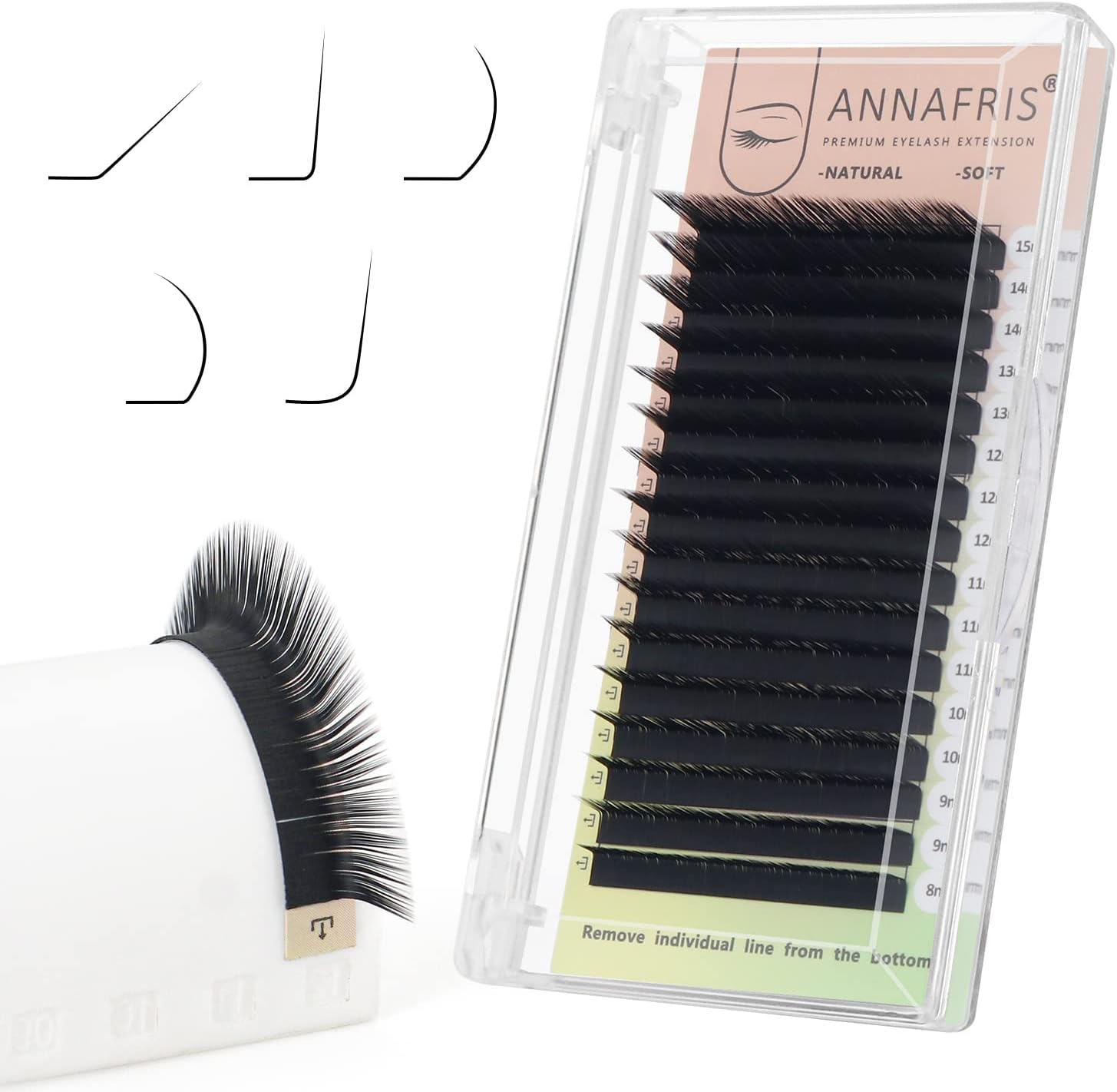 ANNAFRIS L/LC/LD/LU(M) Curl Individual Eyelash Extension Natural Synthetic Mink Matte Black False Lashes Extension Faux Cils Maquillage (LD Curl, 0.10 8-15Mm Mix)