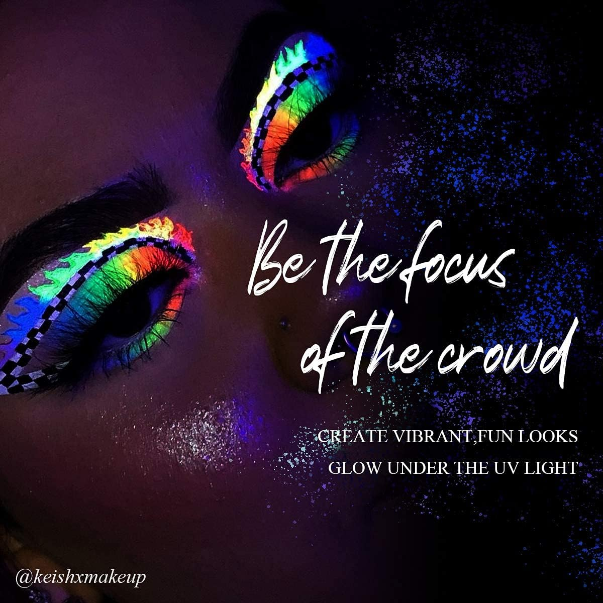 Bowitzki 50G Pastel Color Split Cake Water Activated Eyeliner UV Glow Graphic Eye Liner Hydra Liner Rainbow Face Body Paint Makeup image number 3