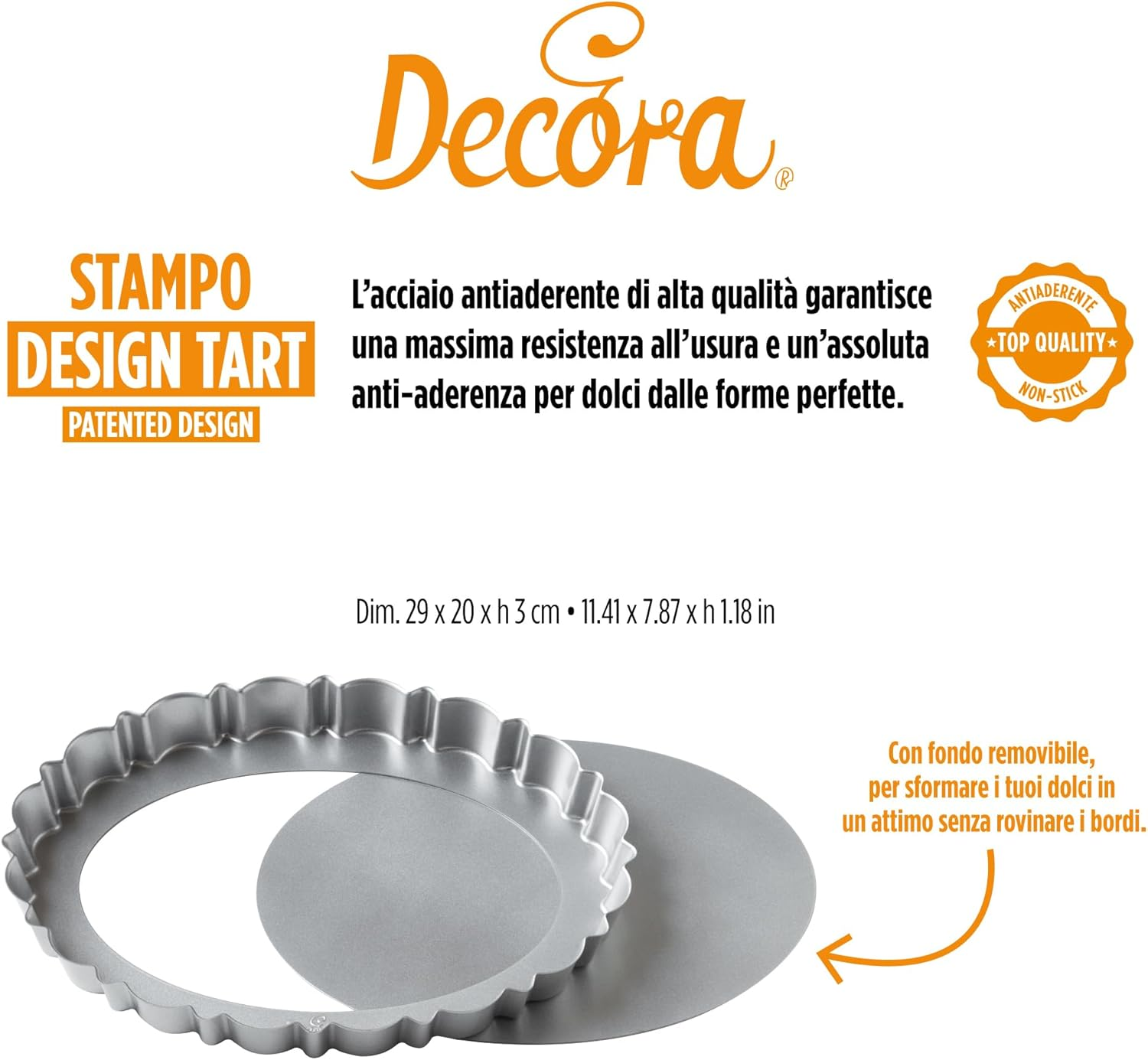 Decora, 0075055 Cake Tin with Moving Base 29 X 20 X 3 Cm Non-Stick Steel Oval Makes It Easy to Demould the Cakes Design Line image number 5